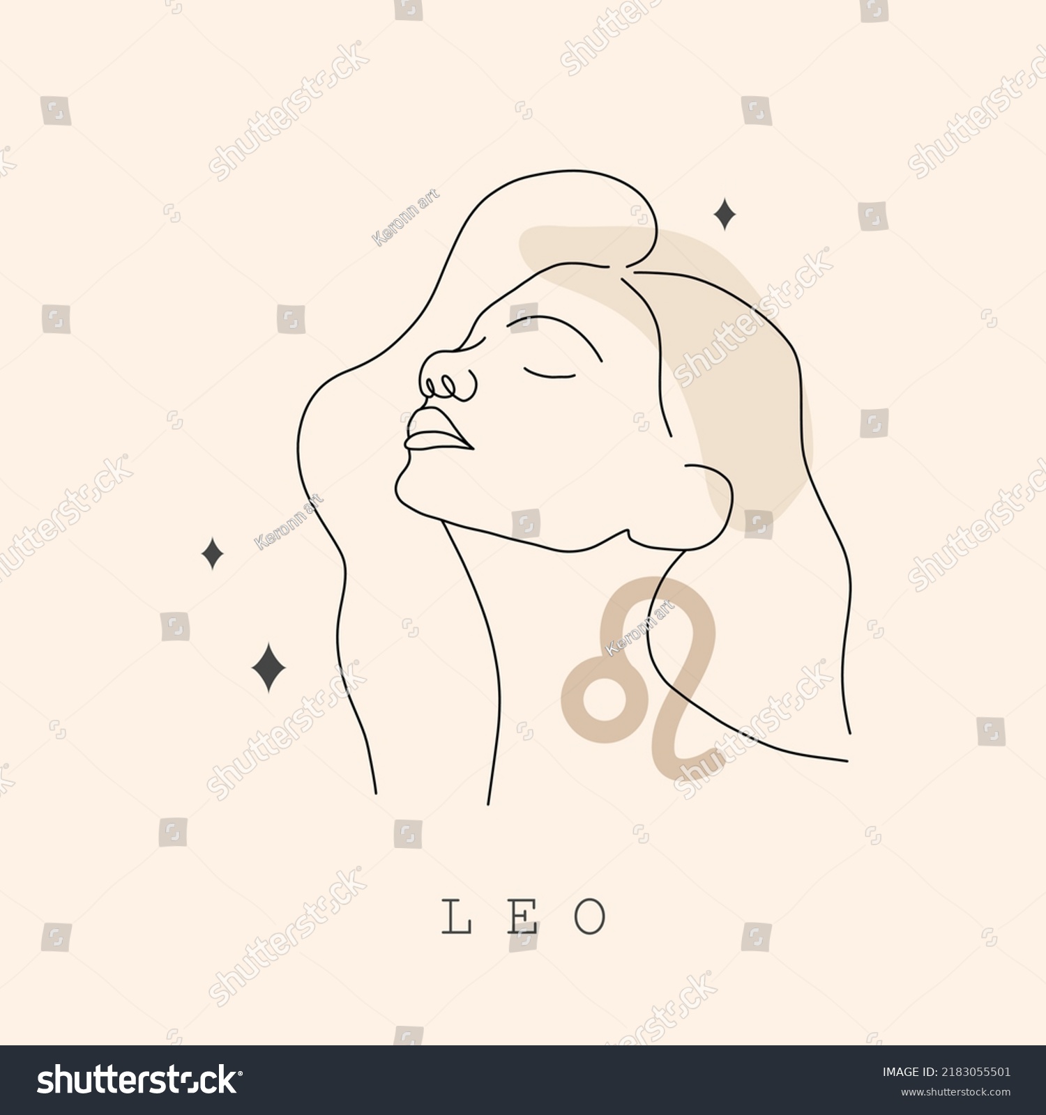 Leo Zodiac Sign One Line Drawing Stock Vector Royalty Free Shutterstock