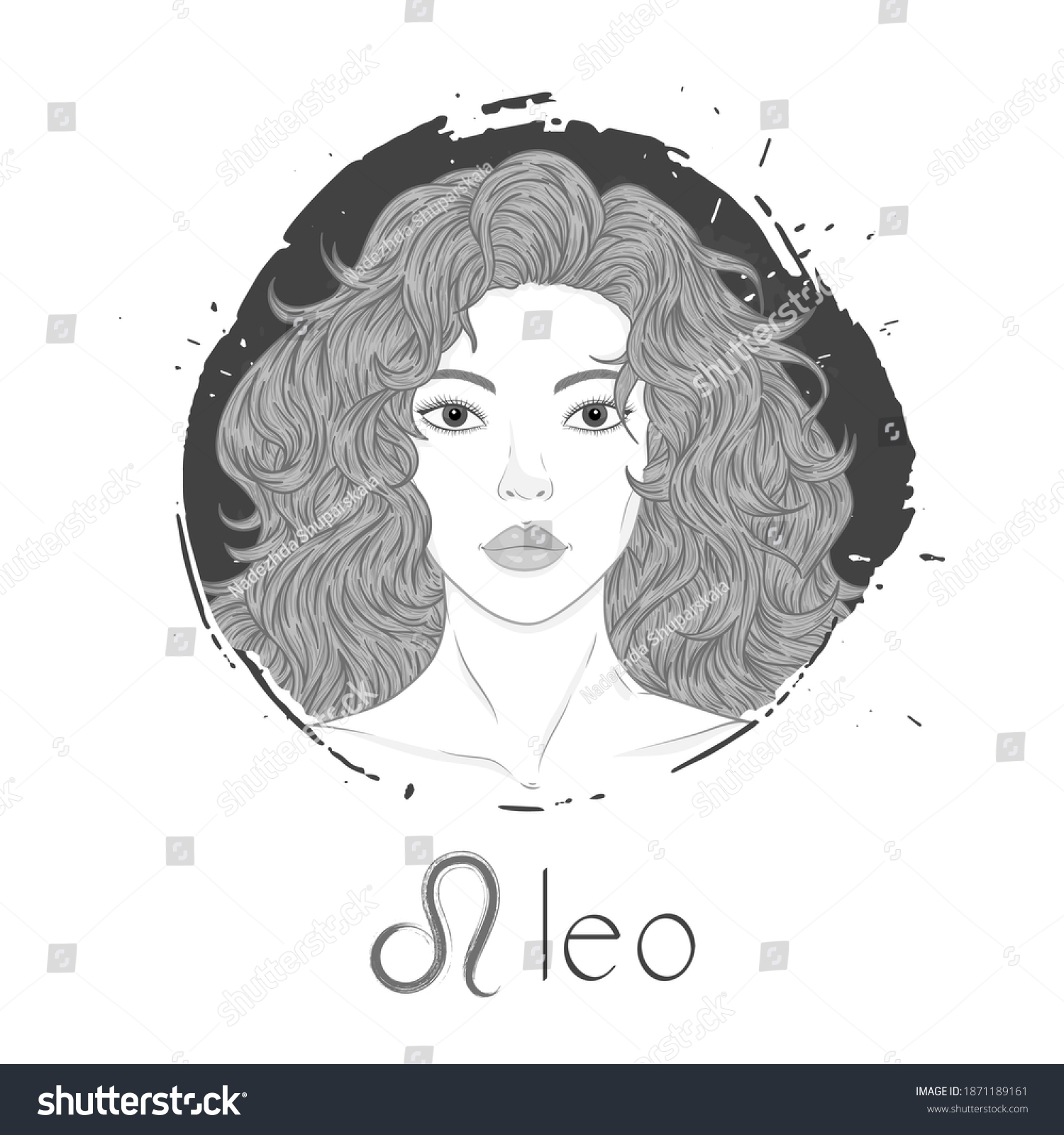 Leo Zodiac Sign Vector Illustration Beautiful Stock Vector Royalty Free 1871189161 3754