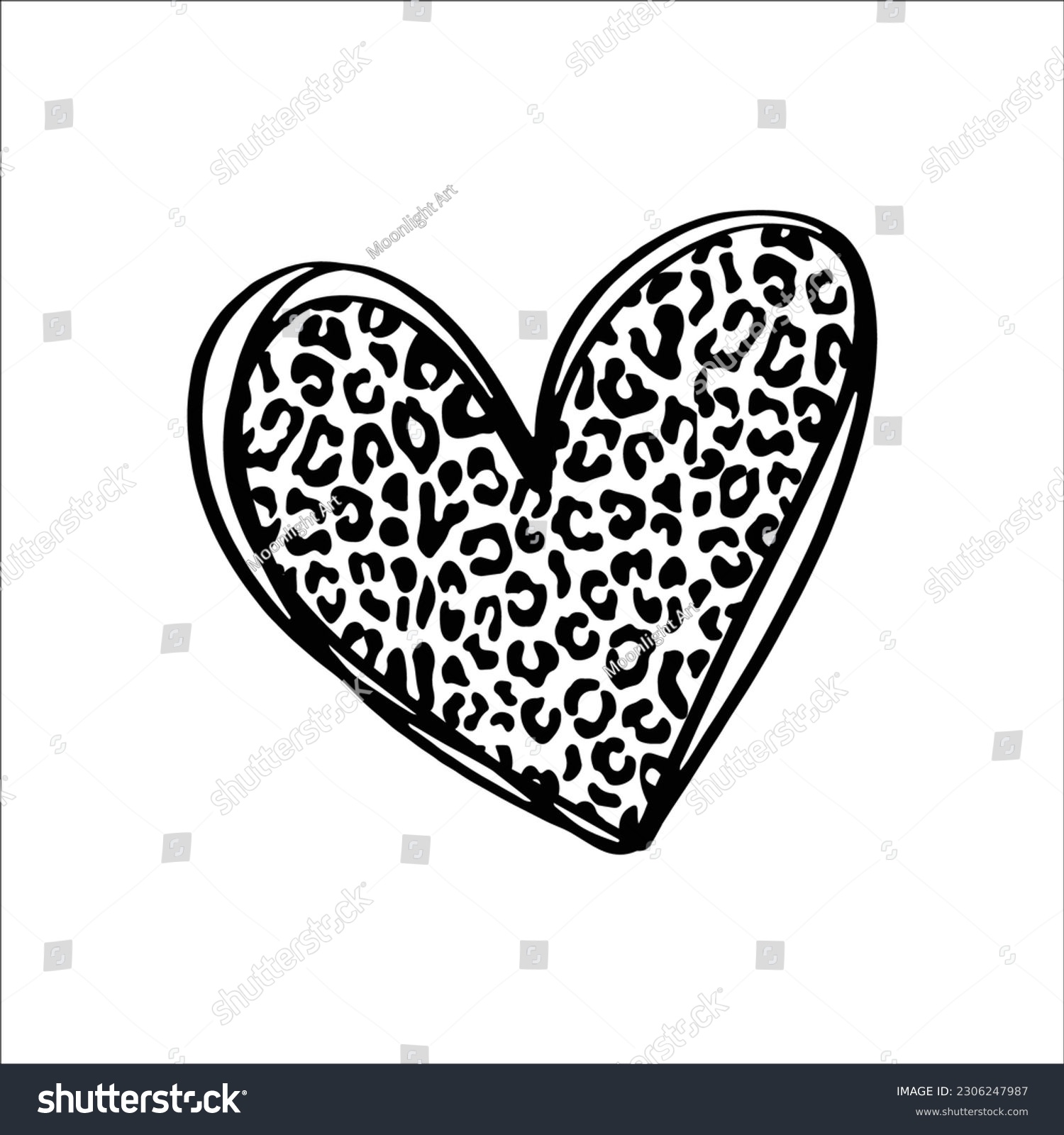 SVG of Leopard Heart Svg, Hand Drawn Heart Svg, Valentine's Day Svg, Cheetah Spots Svg. Cut File Cricut, Png Pdf Eps, Vector, Vinyl, Sticker, Decal svg