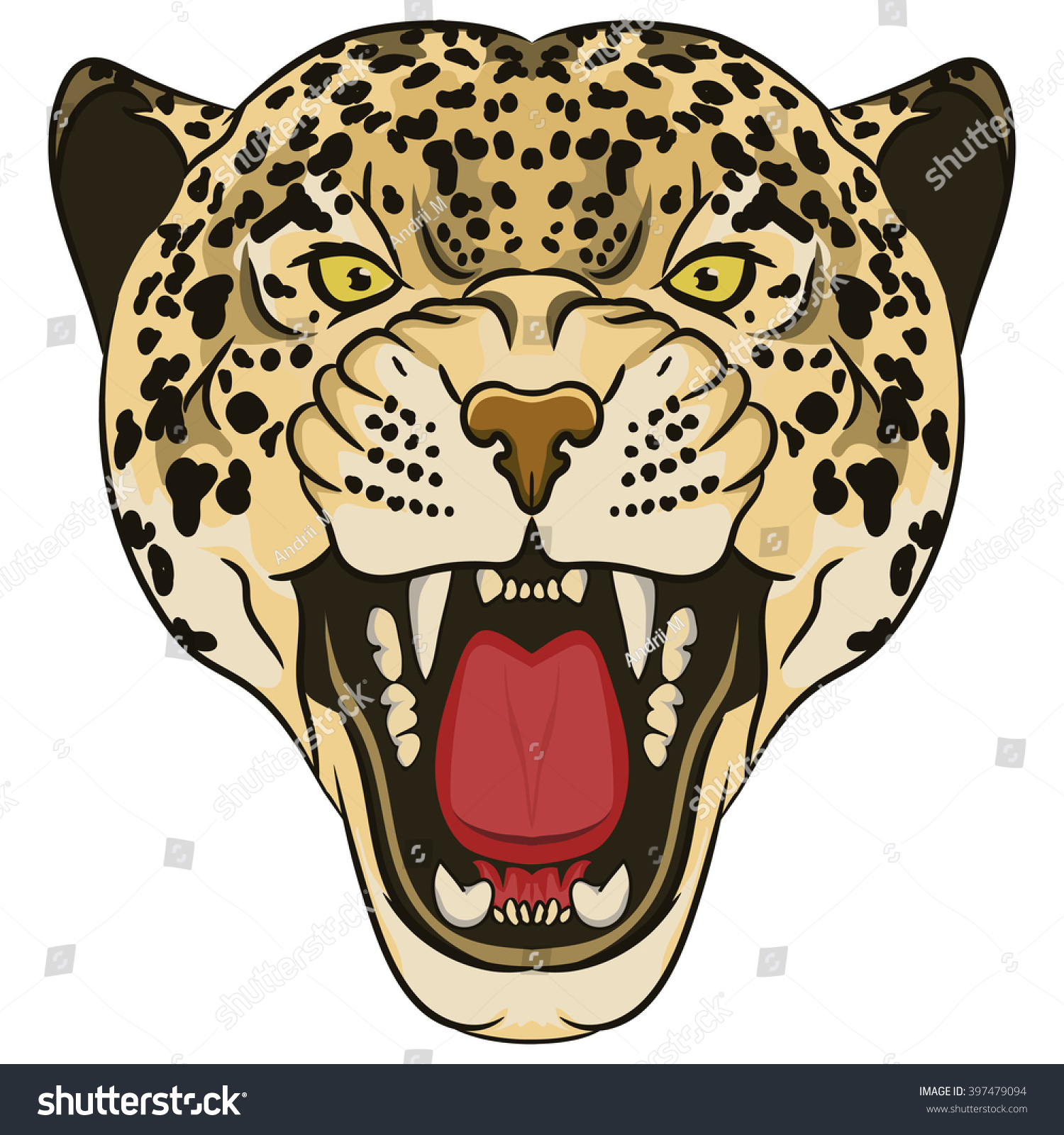 Leopard Portrait Angry Wild Big Cat Stock Vector (Royalty Free ...