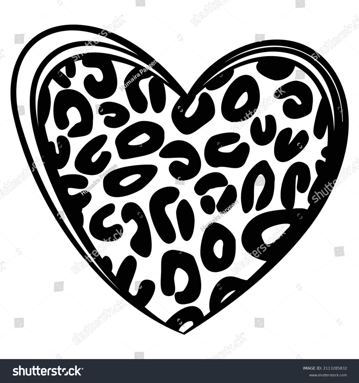 Leopard Print Heart Frames Lines Stock Vector (Royalty Free) 2113285832