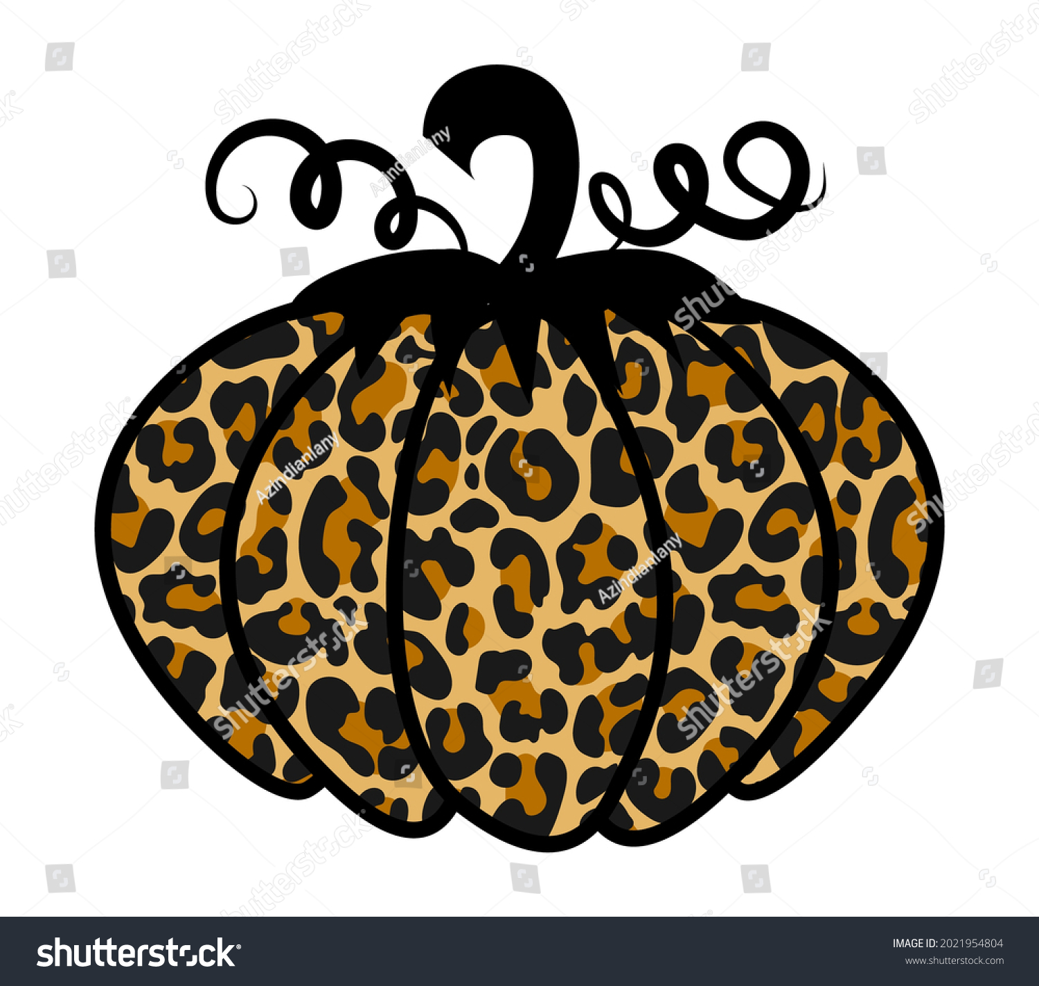 SVG of Leopard pumpkin - Hand drawn vector illustration. Autumn color poster. Good for Thanksgiving or Halloween decoration, posters, greeting cards, banners, textiles, gifts, shirts, mugs or other gifts. svg
