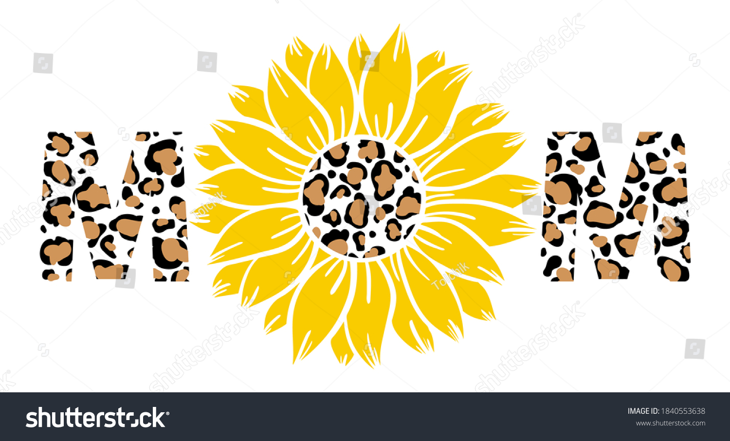 SVG of Leopard sunflower mom print vector illustration for chirt floral decor
 svg