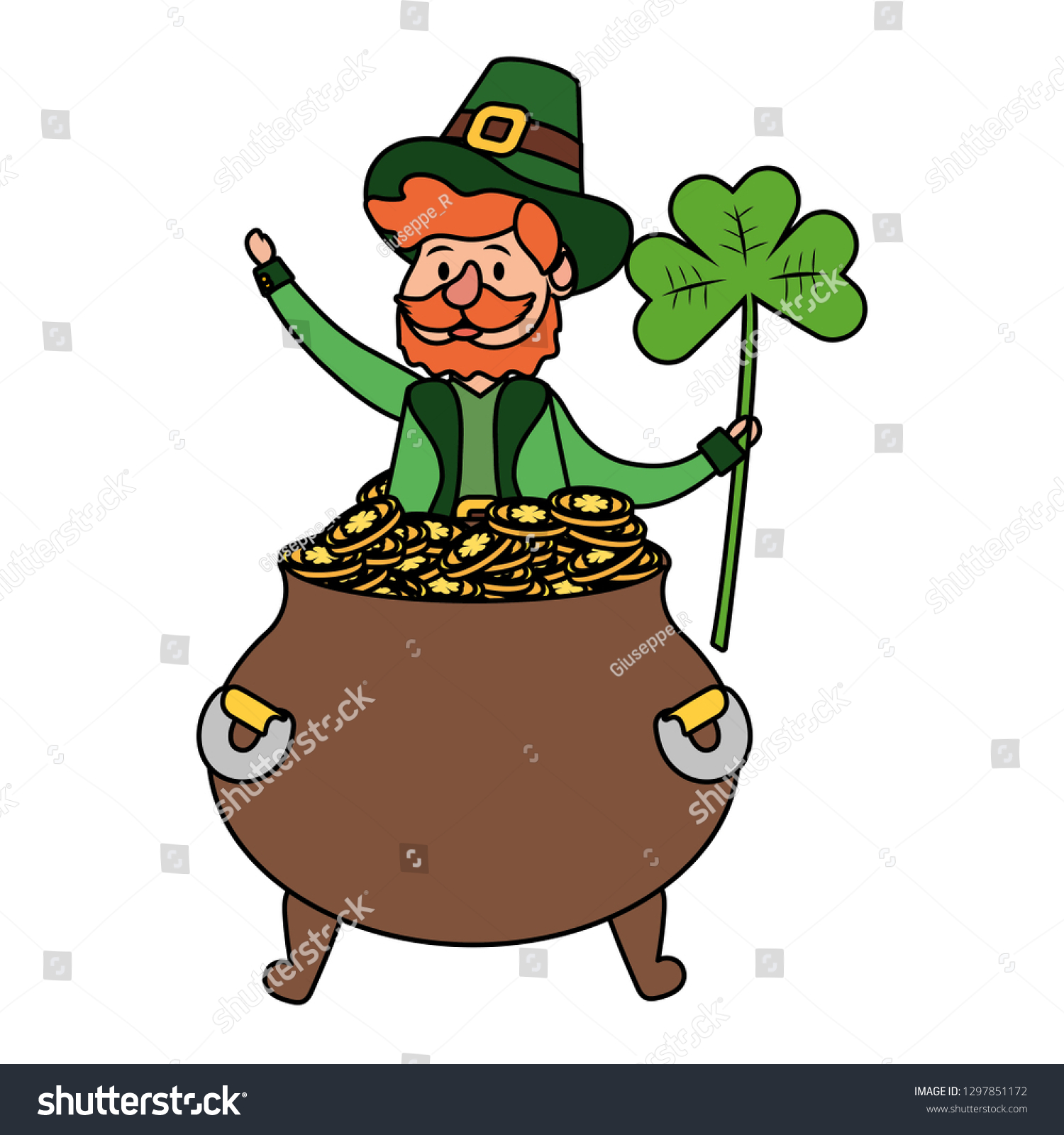 Leprechaun Pot Gold Stock Vector (Royalty Free) 1297851172 | Shutterstock