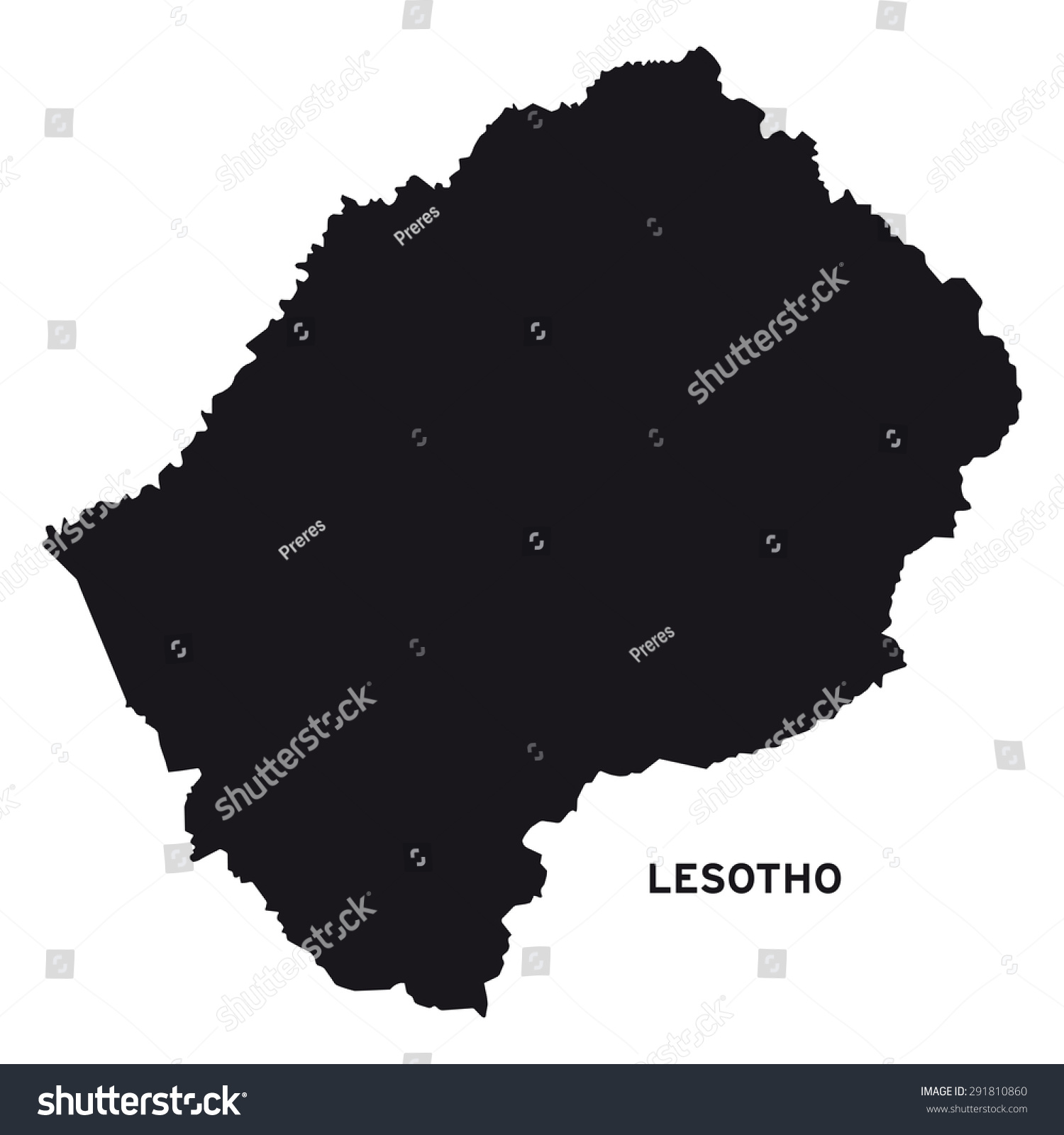 Lesotho Map Vector - 291810860 : Shutterstock