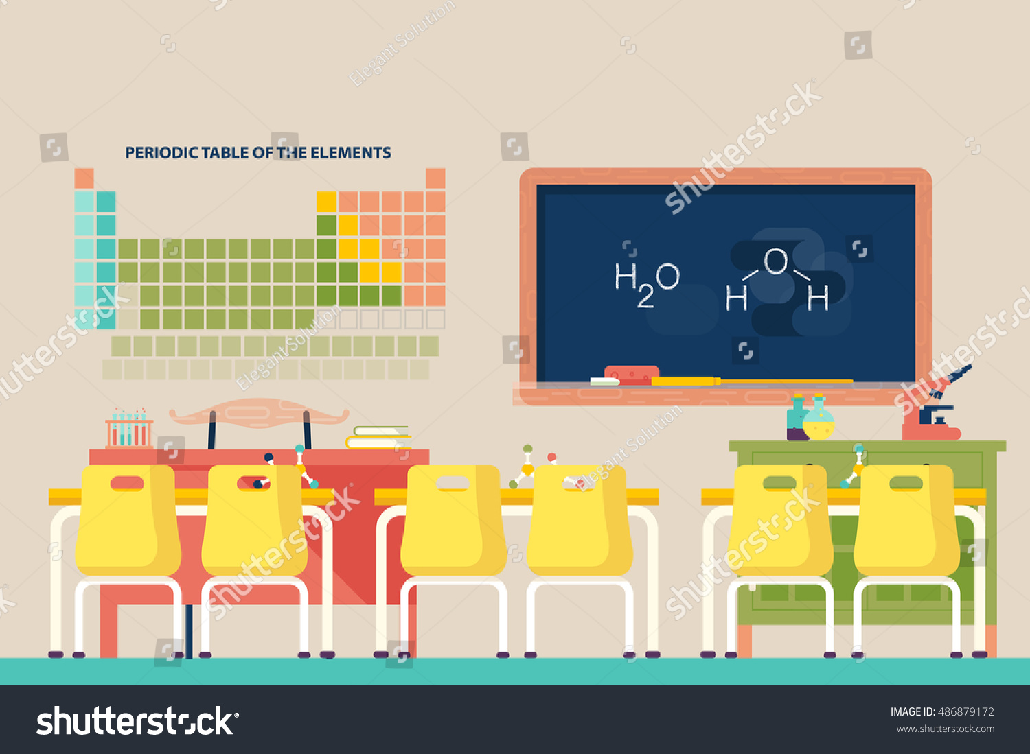 Lesson Chemistry School Classroom Course Water Stock Vector