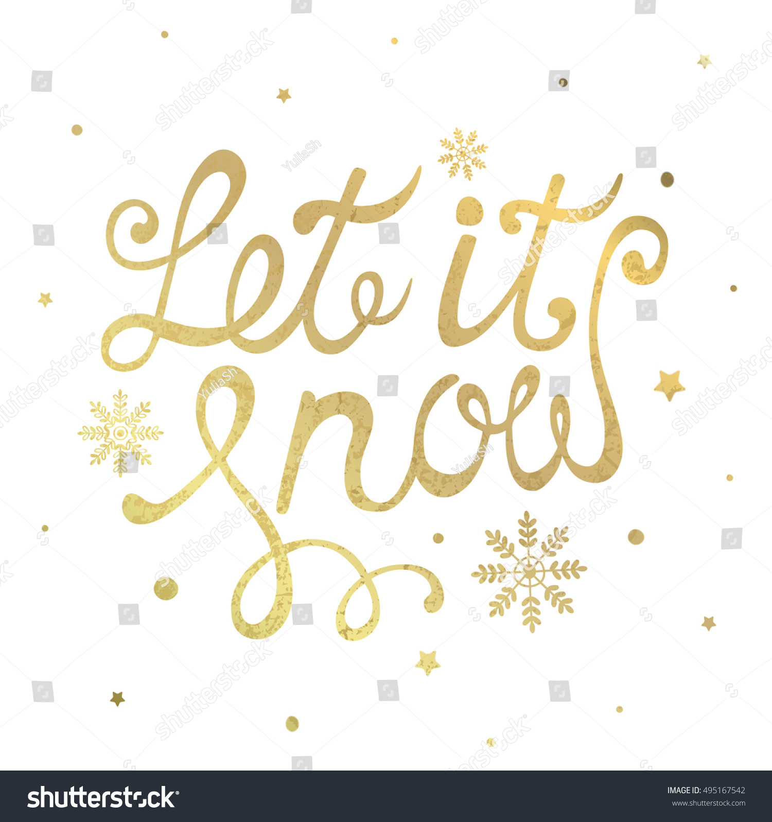 Let It Snow. Christmas Lettering With Snowflakes. Hand Written ...