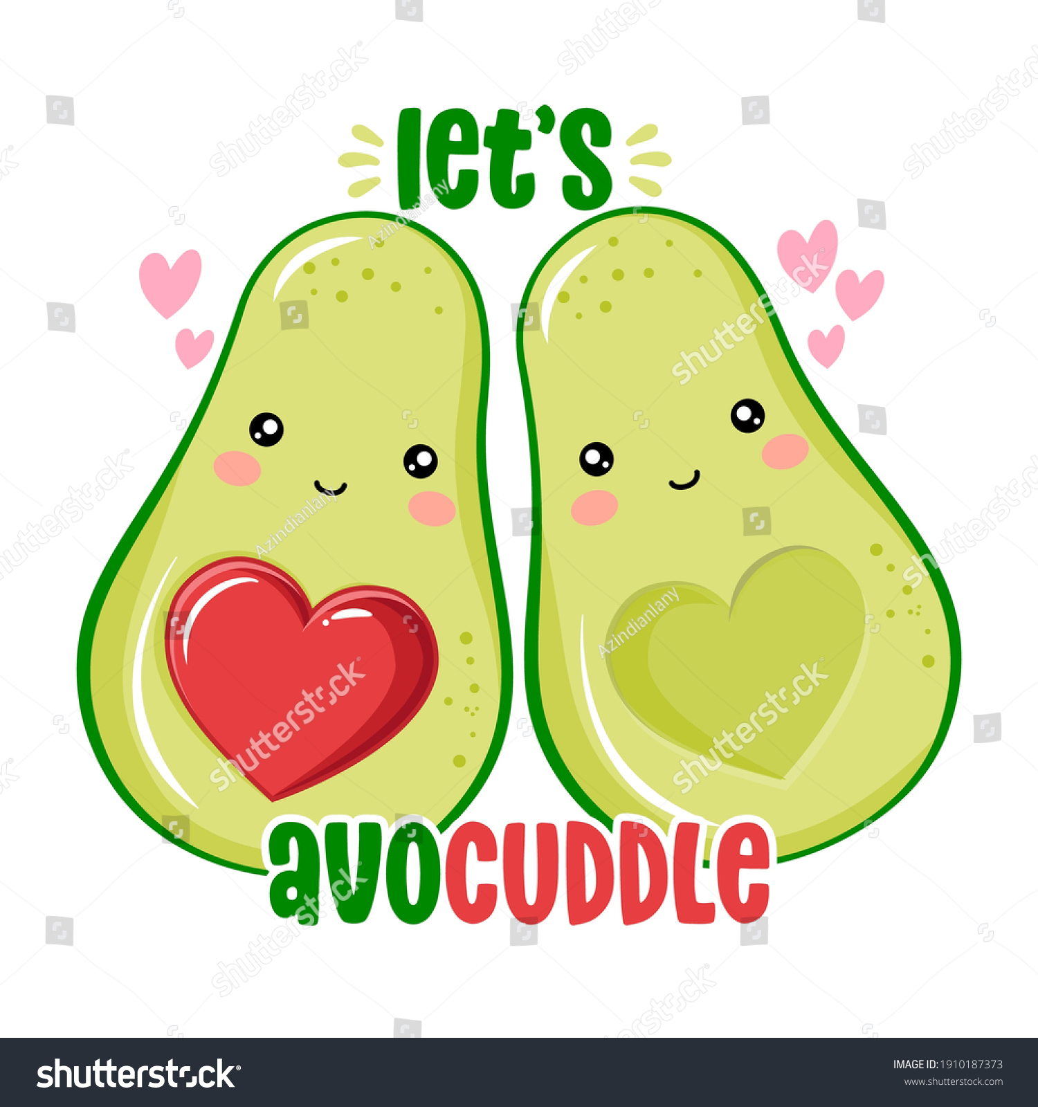 Lets Avo Cuddle Cute Hand Drawn Stock Vector (Royalty Free) 1910187373 ...