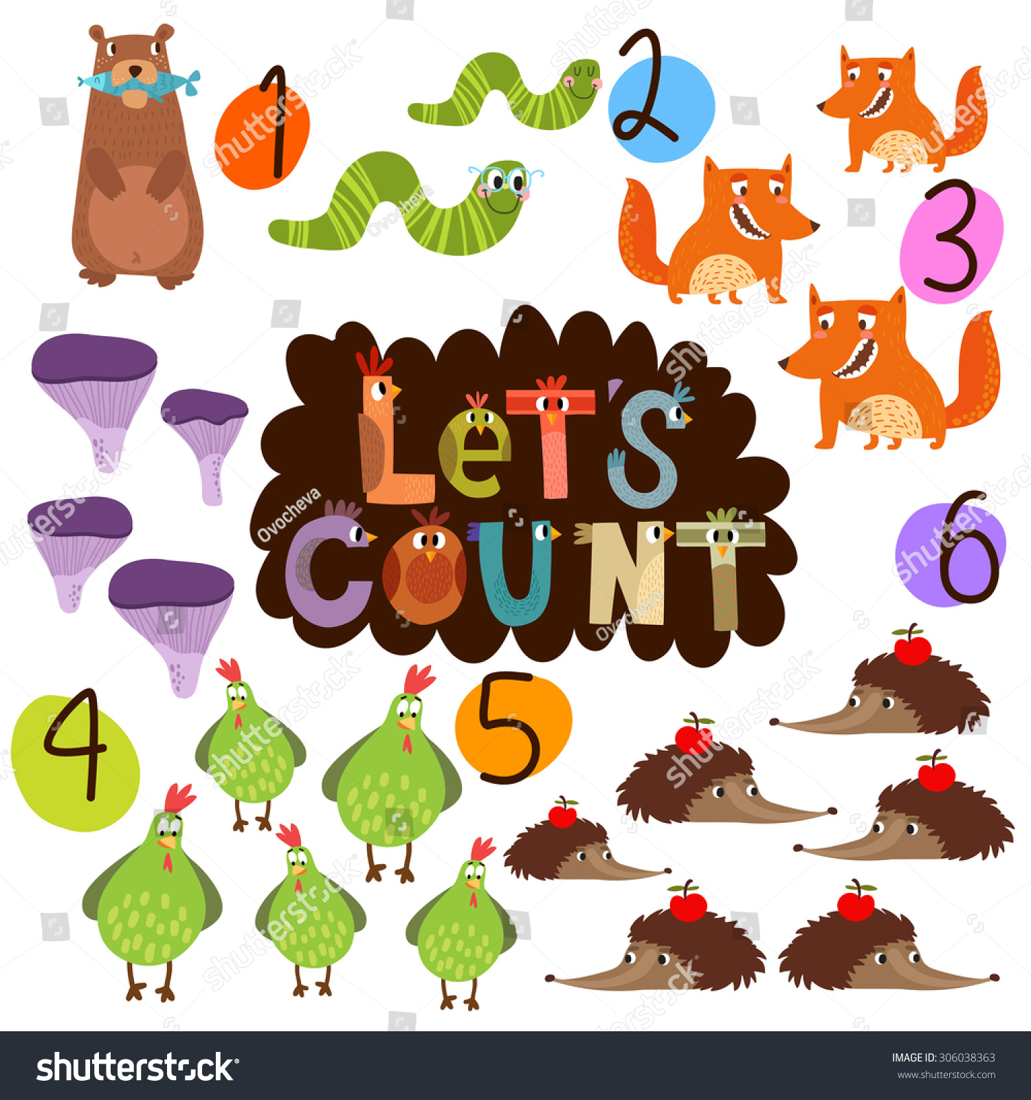 Lets Count 16 Learn Count Numbers Stock Vector (Royalty Free) 306038363 ...