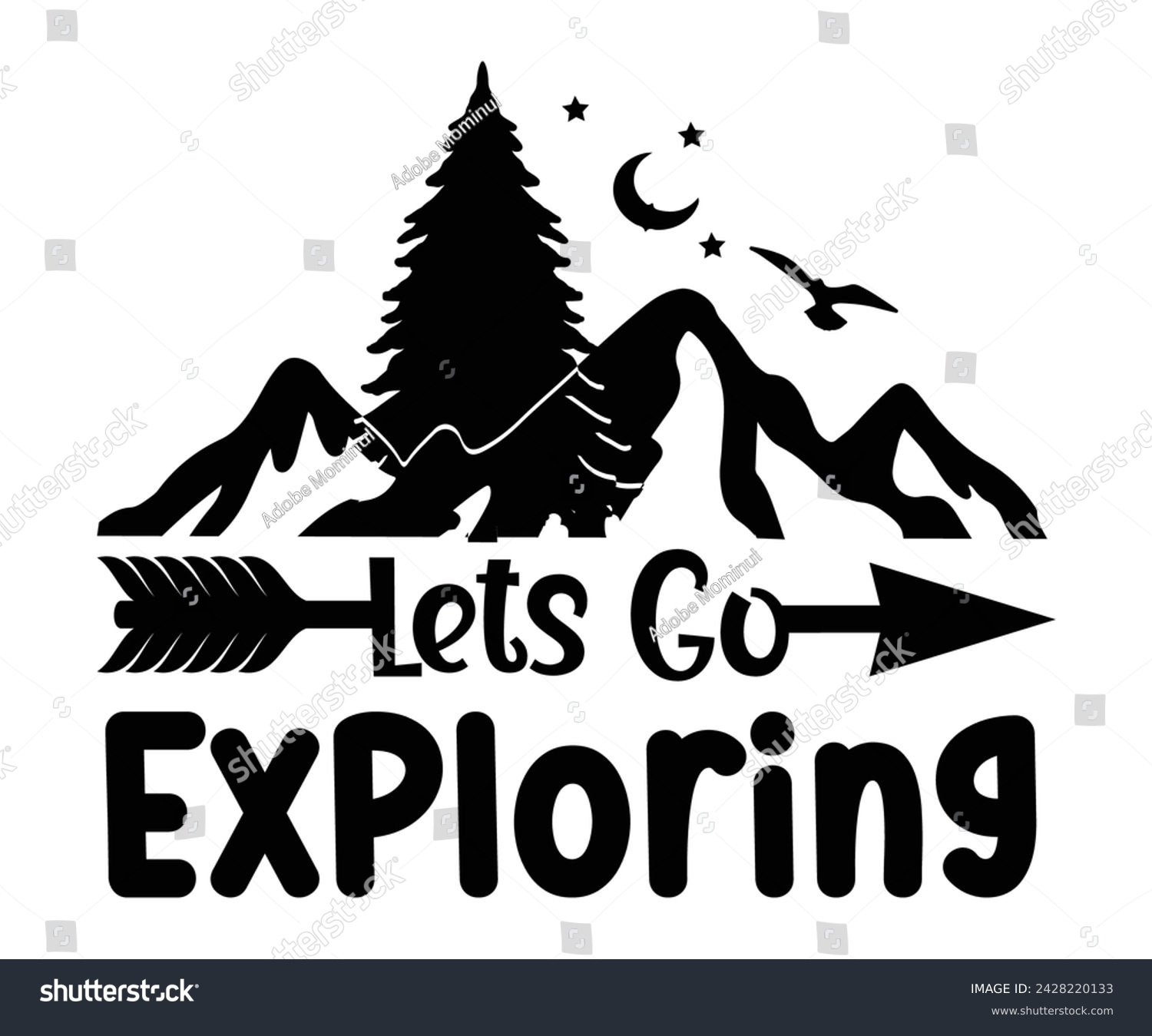 SVG of Let's Go Exploring Svg,Happy Camper Svg,Camping Svg,Adventure Svg,Hiking Svg,Camp Saying,Camp Life Svg,Svg Cut Files, Png,Mountain T-shirt,Instant Download svg