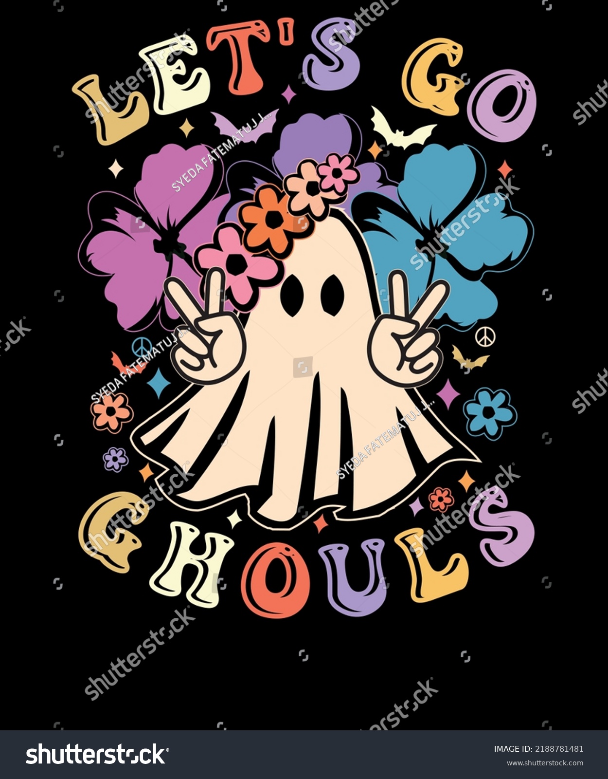 SVG of Let's go ghouls Halloween boo Retro t shirt Vintage Halloween Party t-shirt design svg