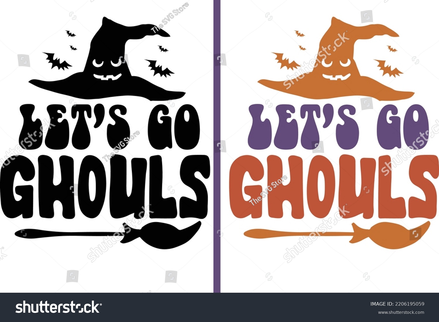 SVG of let's go ghouls Halloween Retro Vintage Quotes cut file svg