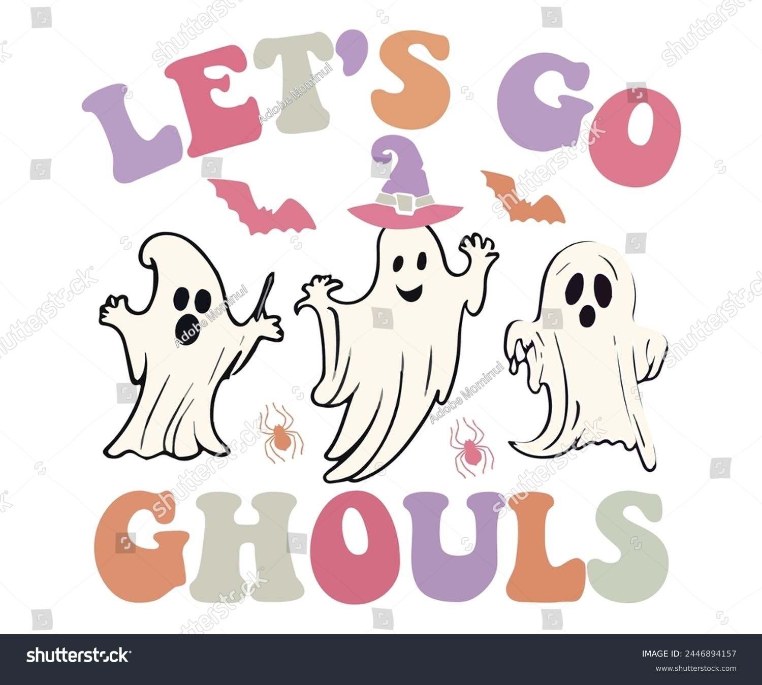 SVG of Let's Go Ghouls Retro Svg,Halloween Svg,Typography,Halloween Quotes,Witches Svg,Halloween Party,Halloween Costume,Halloween Gift,Funny Halloween,Spooky Svg,Funny T shirt,Ghost Svg,Cut file svg