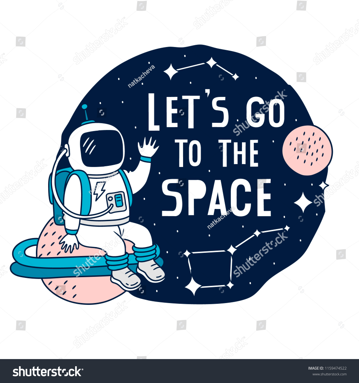 Lets Go Space Space Theme Vector Stock Vector Royalty Free