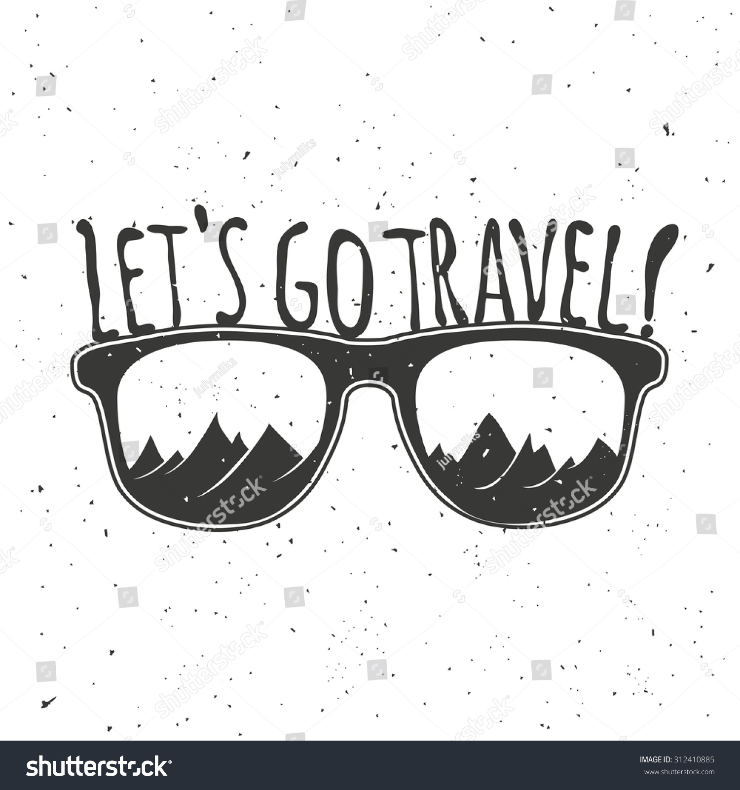 Lets Go Travel Vintage Hipster Vector Stock Vector