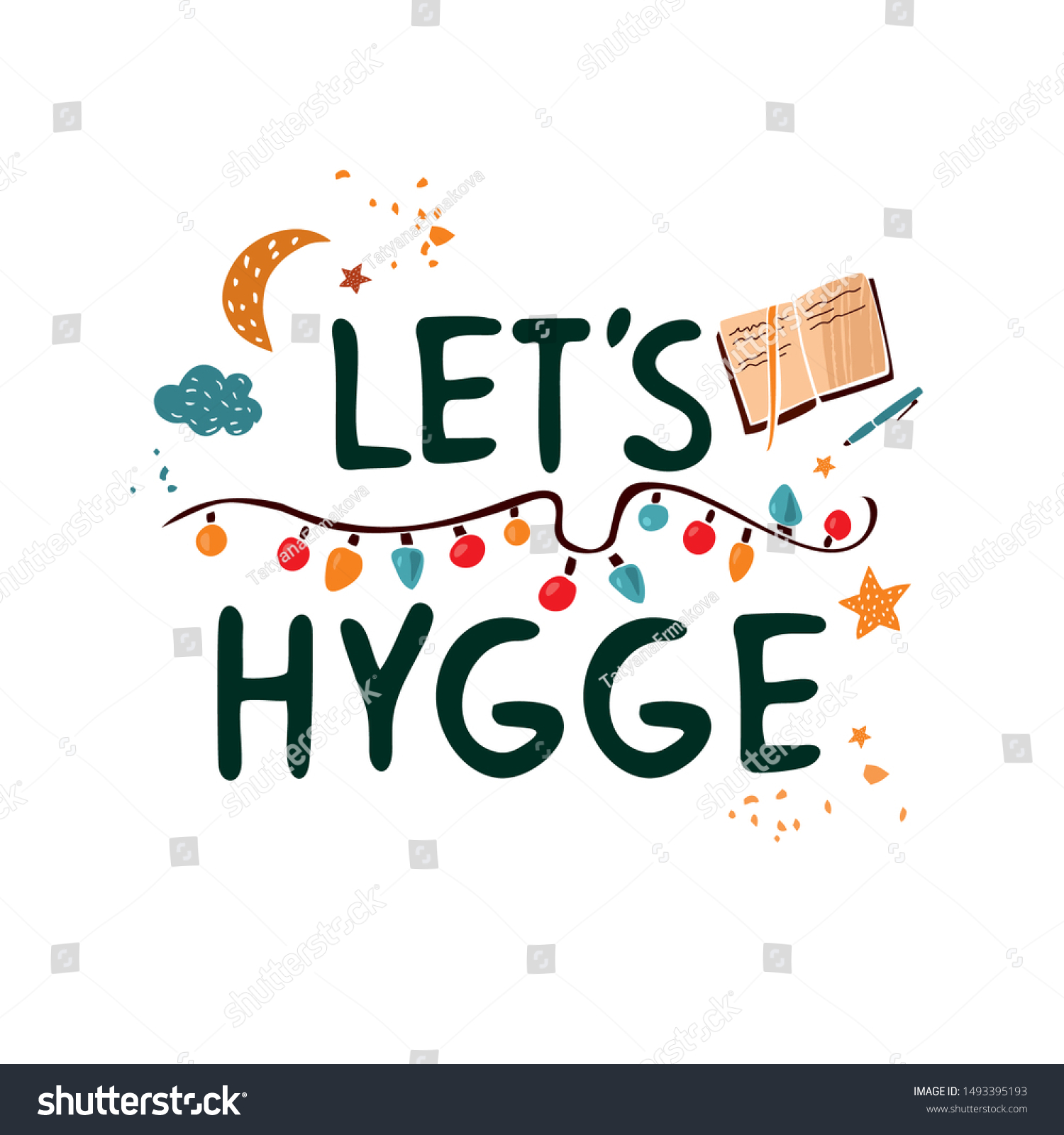 Lets Hygge Inspirational Quote Social Media Stock Vector Royalty Free