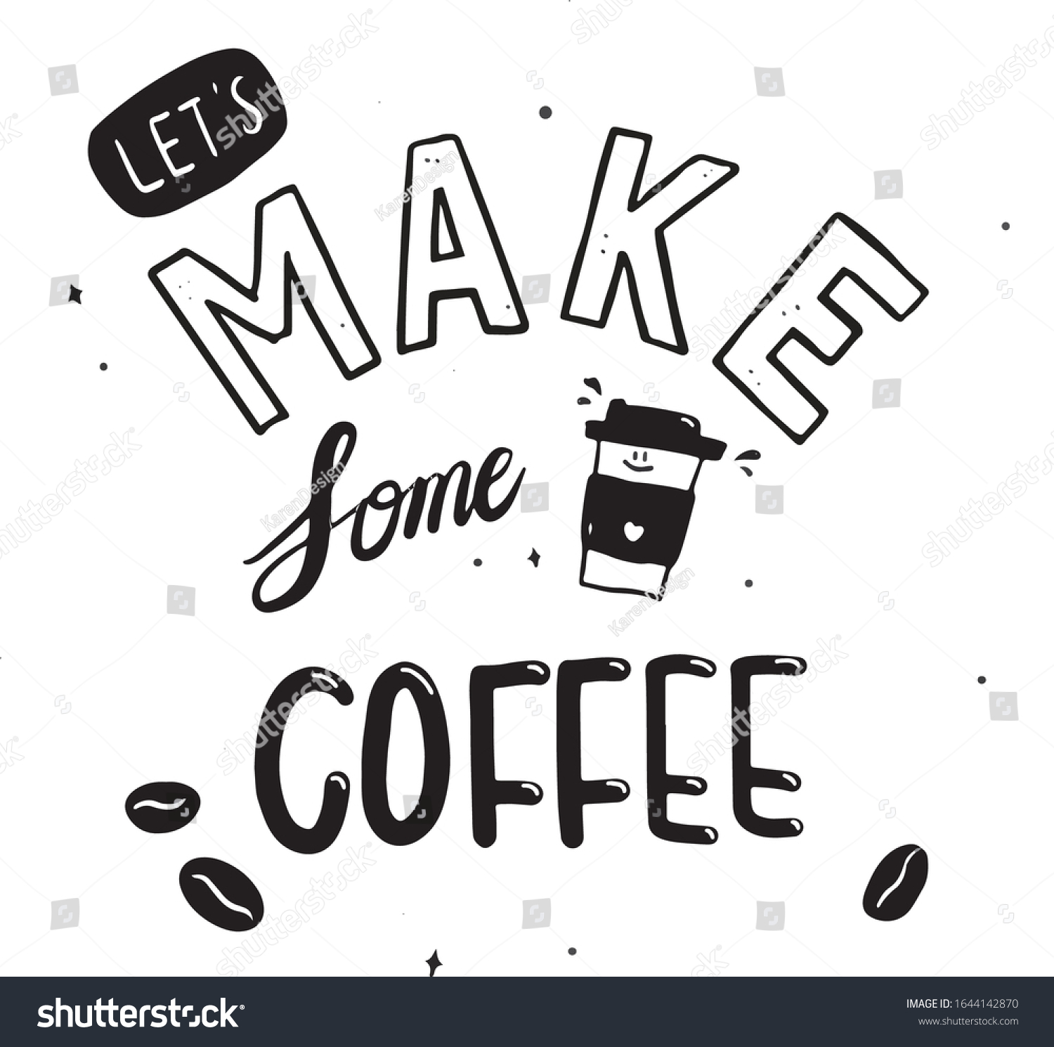 Lets Make Some Coffee Letteringvector Stock Vector Royalty Free 1644142870