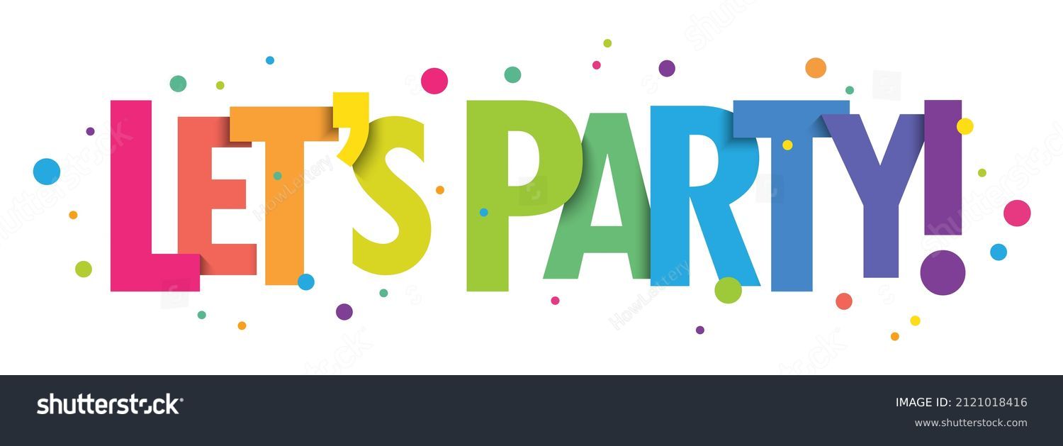 SVG of LET'S PARTY! bright vector typography banner with colorful dots svg