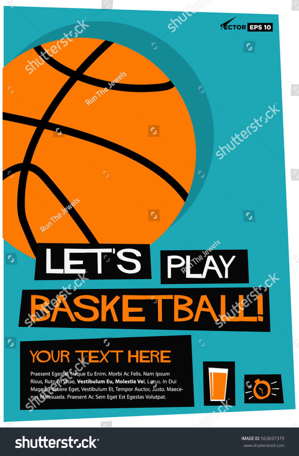 Lets Play Basketball Flat Style Vector Stock Vector (Royalty Free