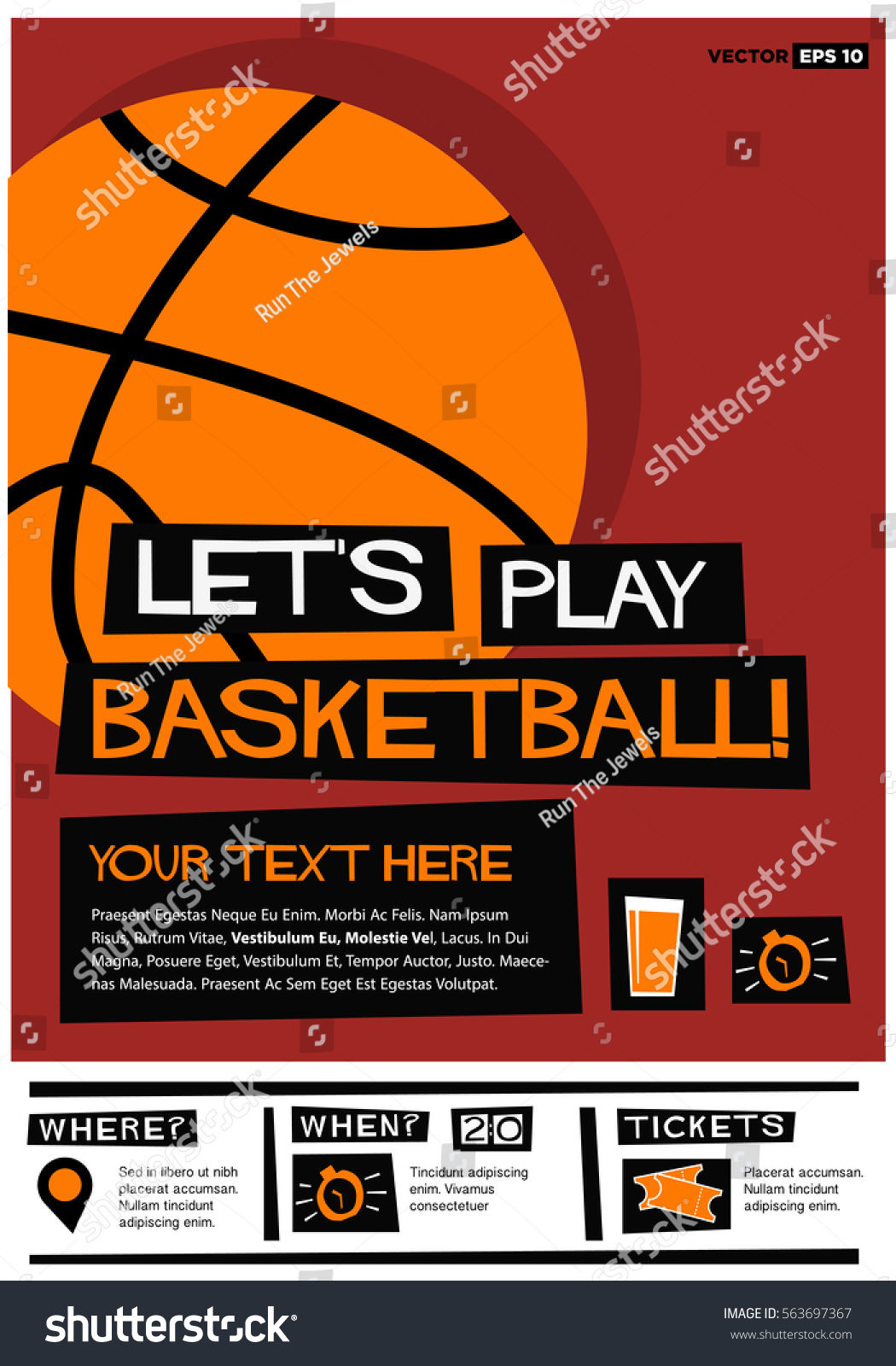 Lets Play Basketball Flat Style Vector Stock Vector (Royalty Free