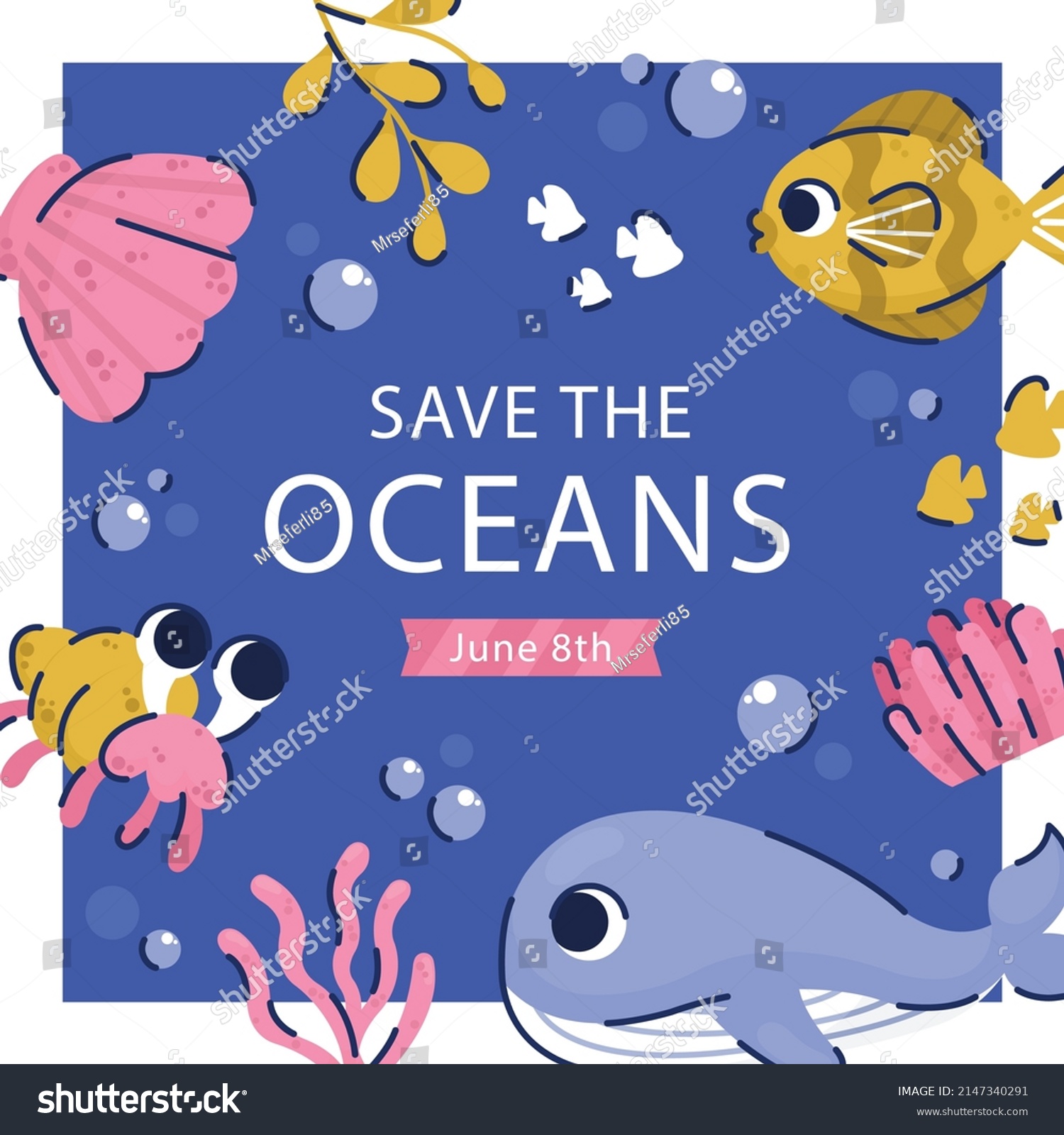 Lets Save Our Oceans World Oceans Stock Vector Royalty Free