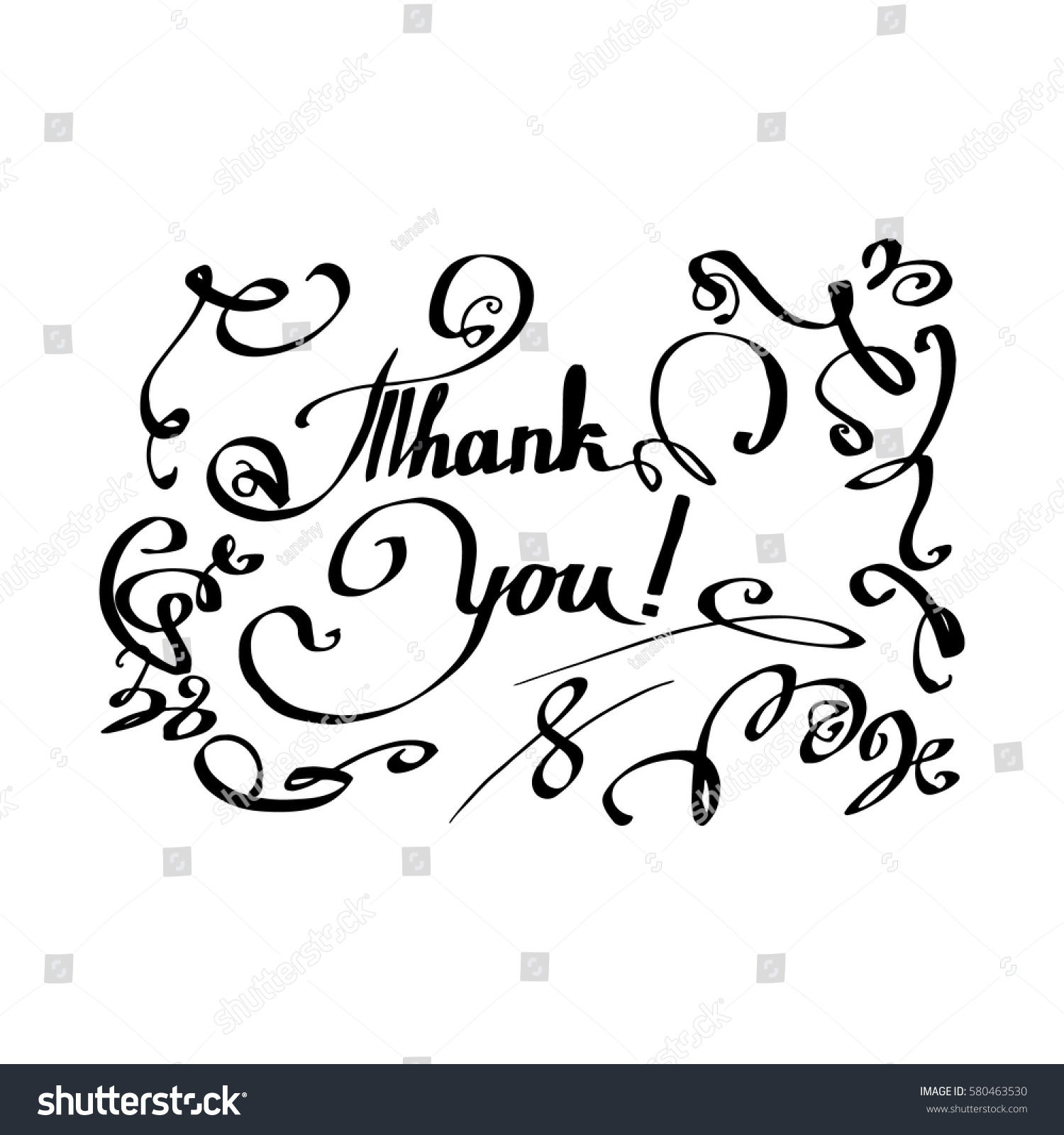 Letering Thank You Text Postcard Vector Stock Vector (Royalty Free ...