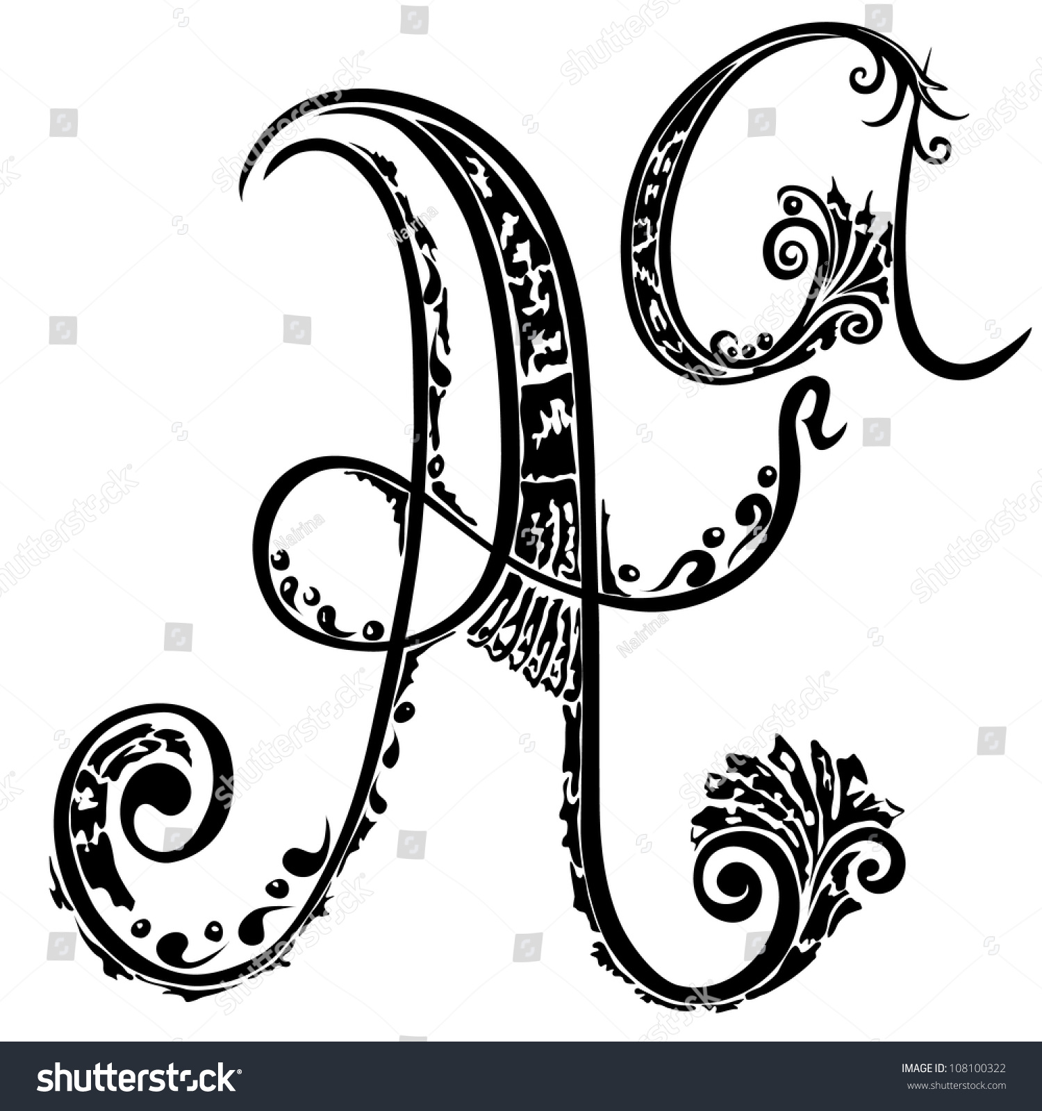 Letter Style Abstract Floral Pattern On Stock Vector 108100322 ...