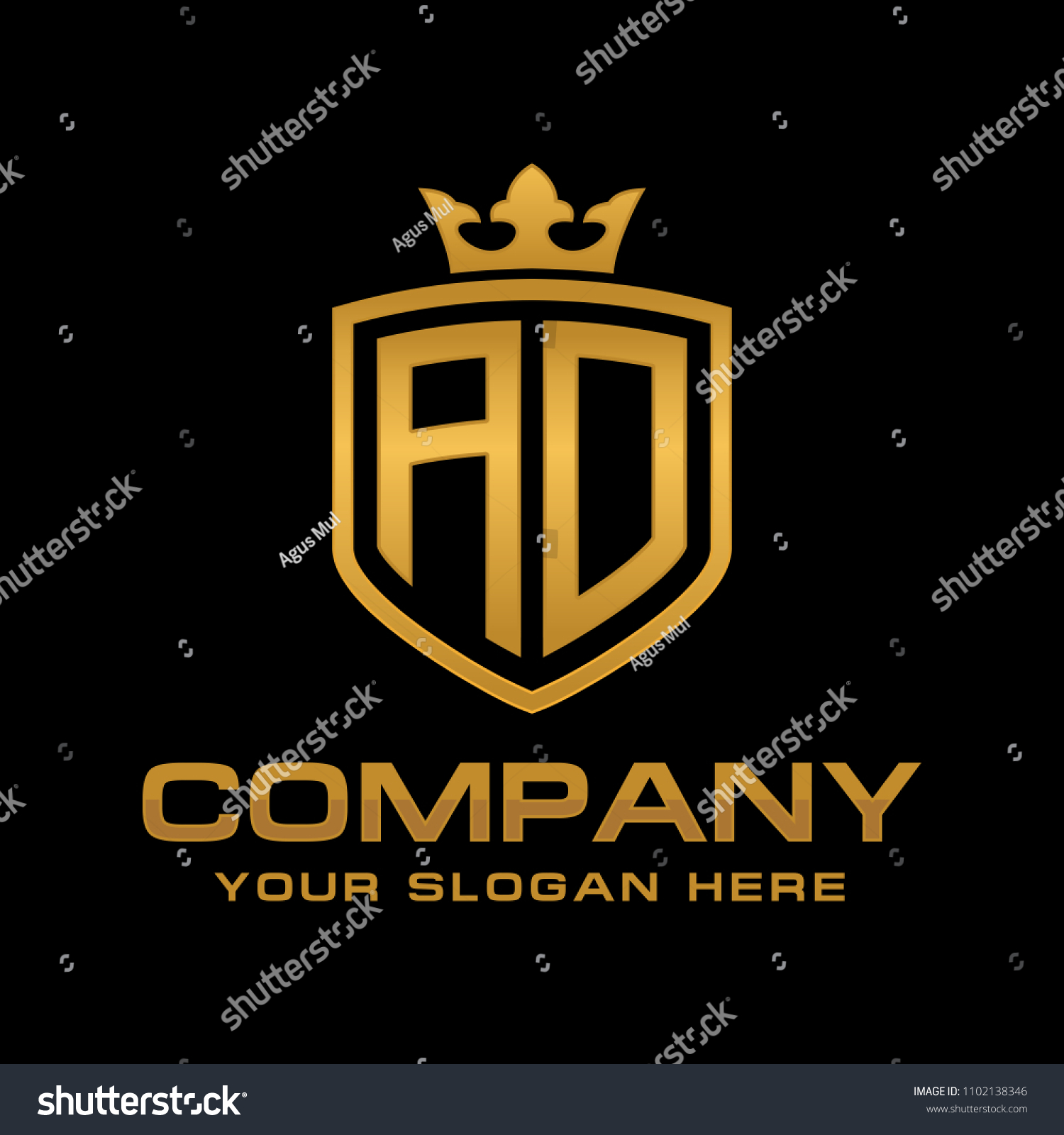 Letter Ad, Initial With Shield And Crown, Luxury Logo Design Letter Ad, Initial With Shield And Crown, Luxury Logo Design