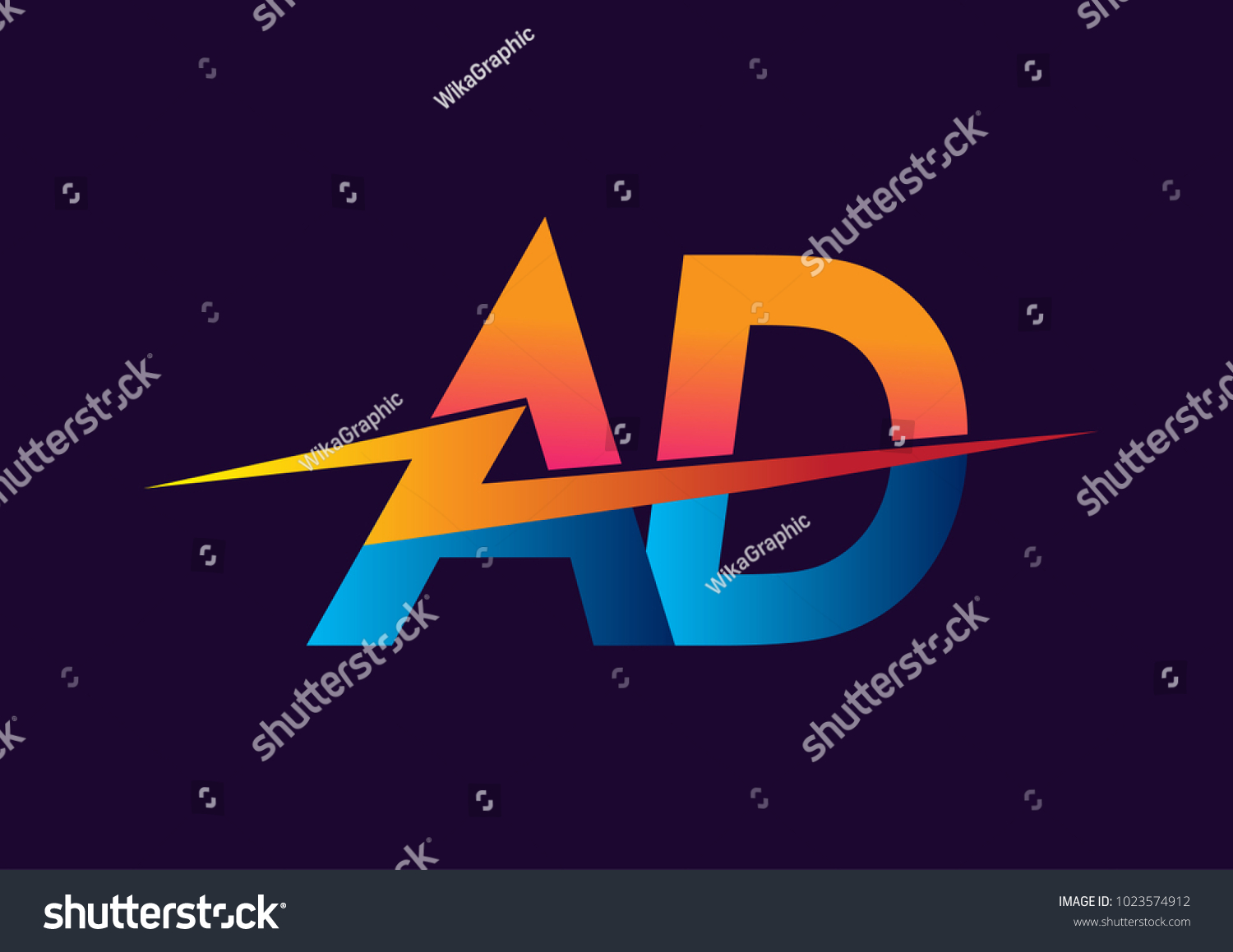 Letter Ad Logo Lightning Icon Letter Stock Vector (Royalty Free ...
