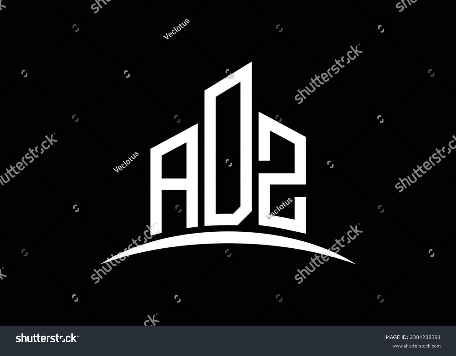 SVG of Letter ADZ building vector monogram logo design template. Building Shape ADZ logo. svg