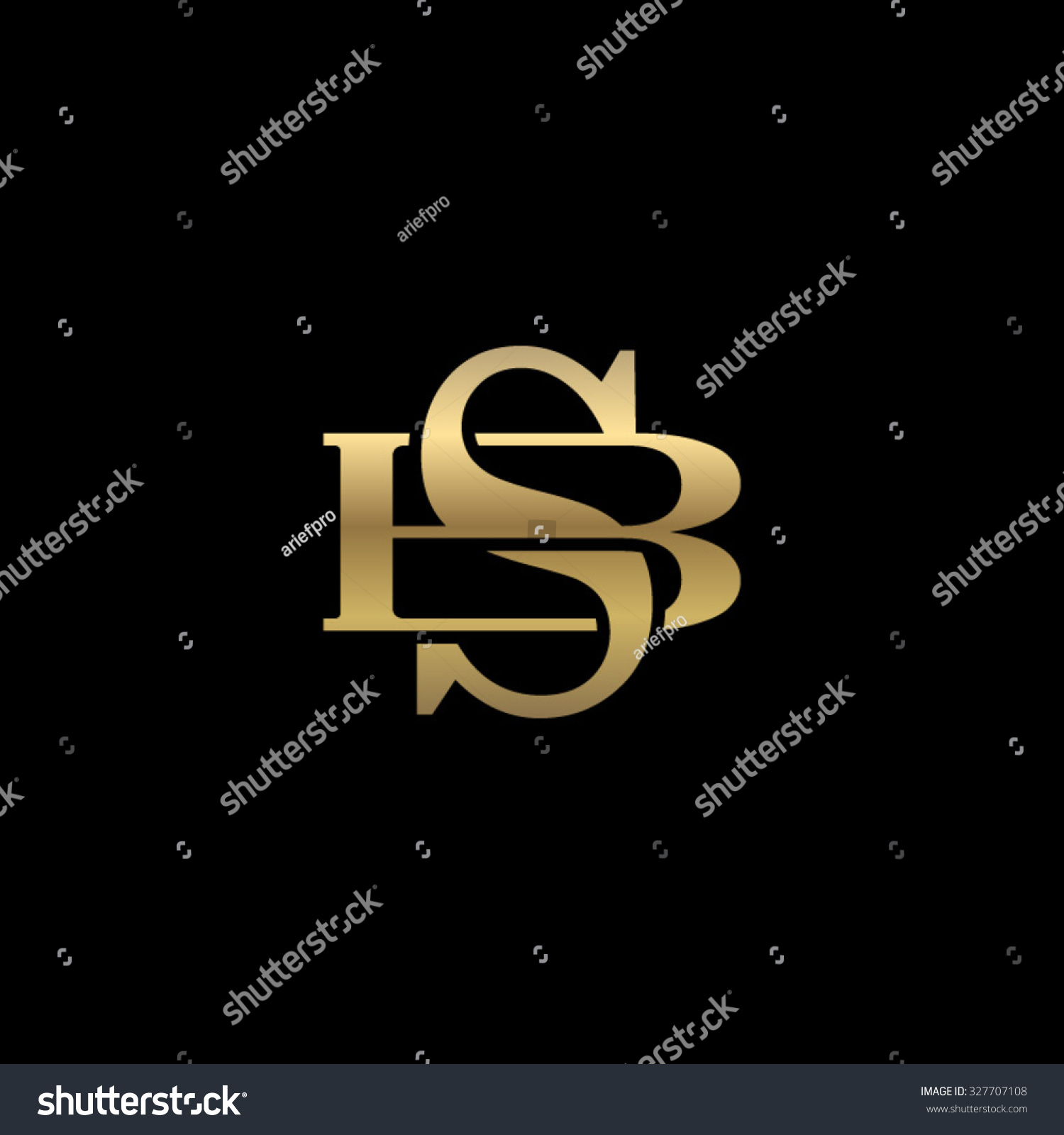 Letter B B Monogram Golden Logo Stock Vector (Royalty Free) 327707108 ...