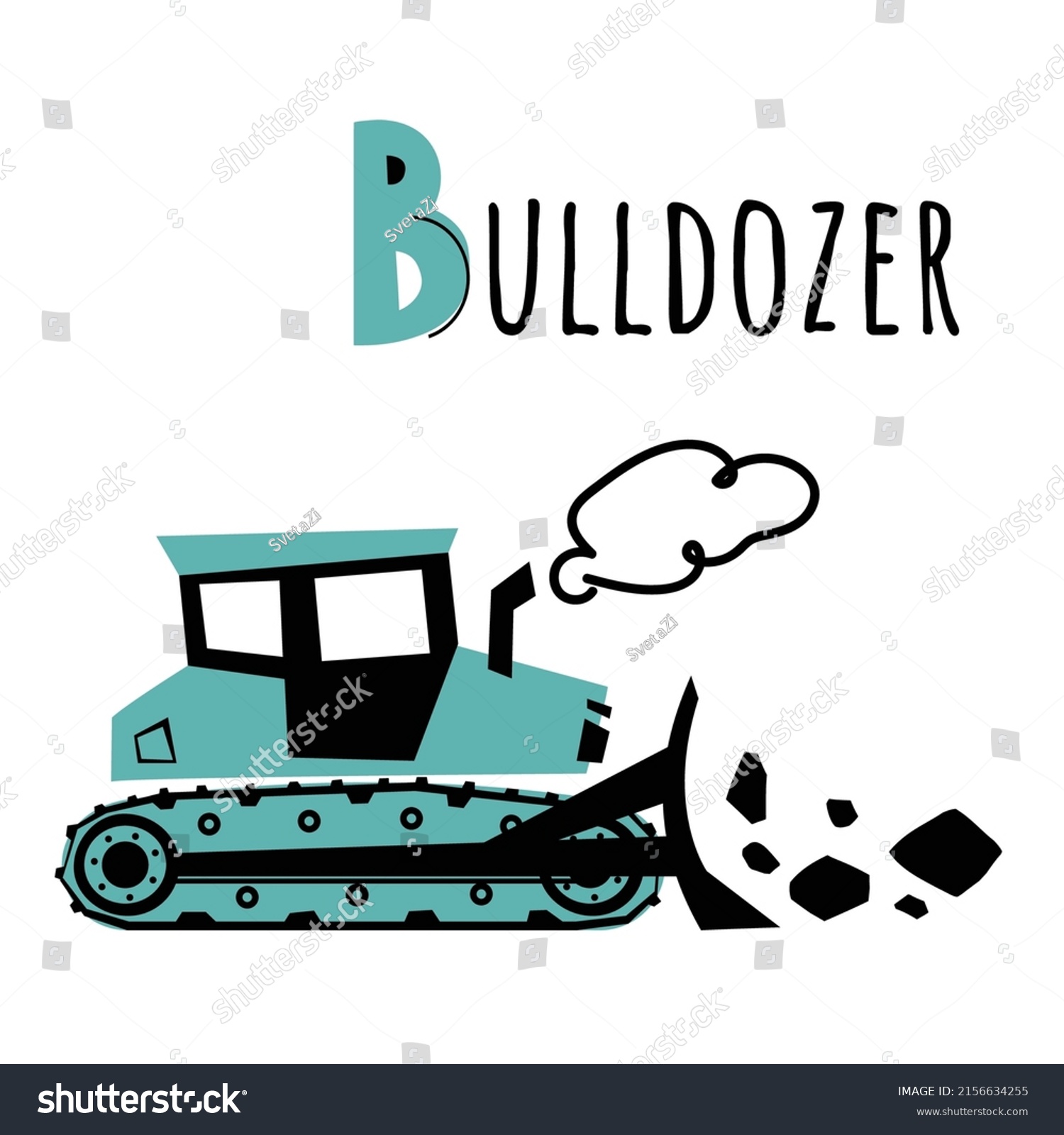 Letter B Bulldozer Children Abc Poster Stock Vector (Royalty Free ...