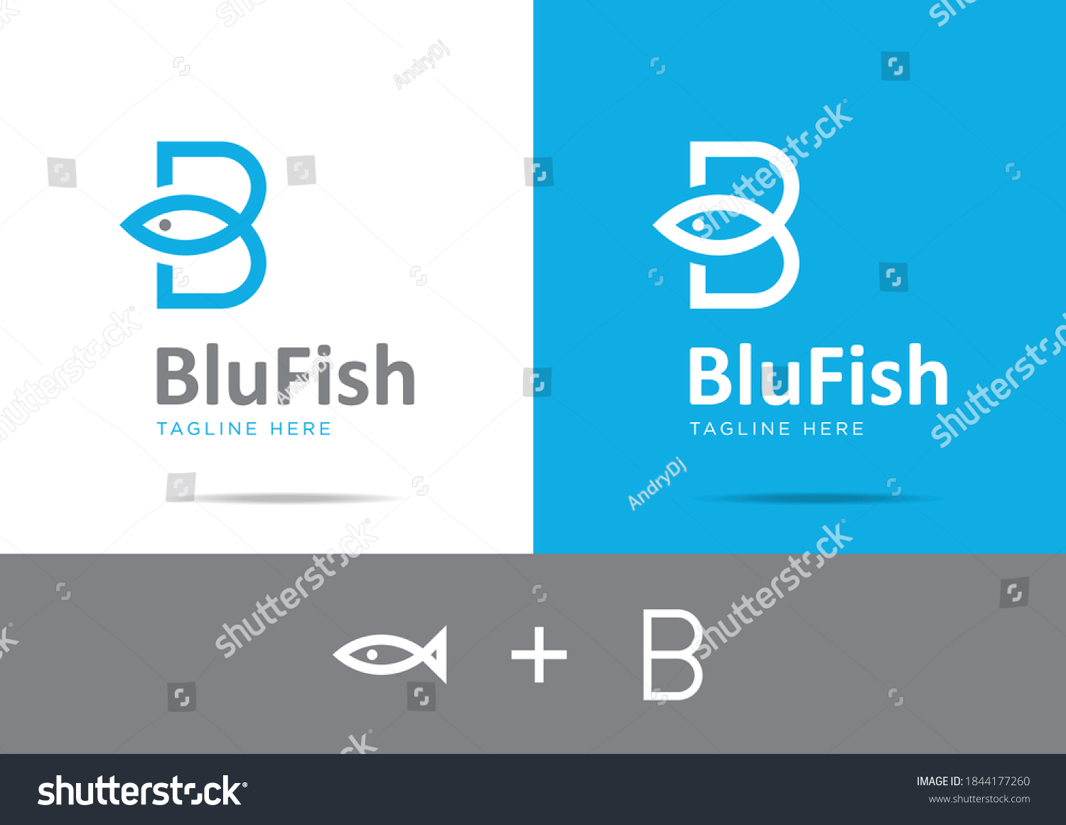 Letter B Fish Logo B Letter: เวกเตอร์สต็อก (ปลอดค่าลิขสิทธิ์ ...