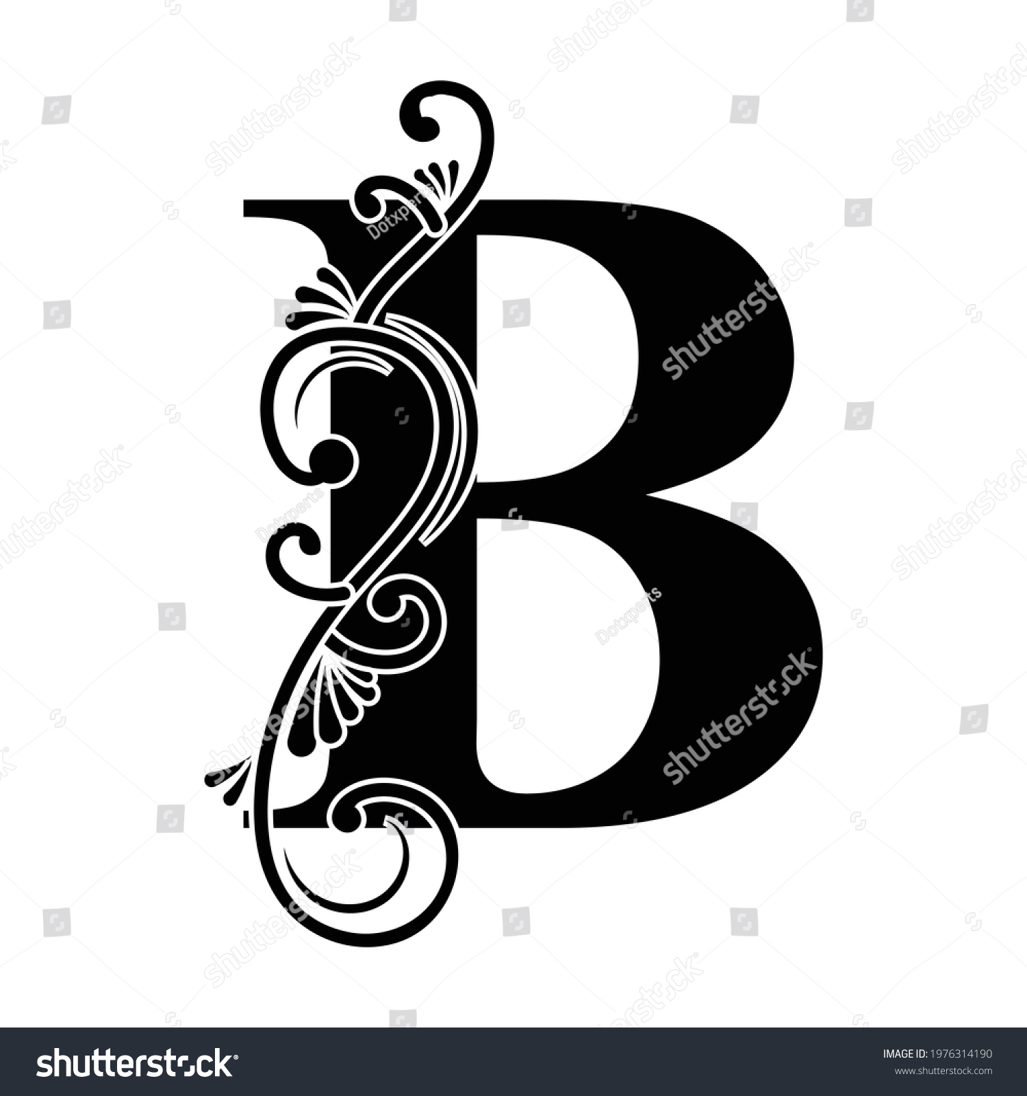 Letter B Black Flower Alphabet Beautiful: Vector De Stock (libre De ...