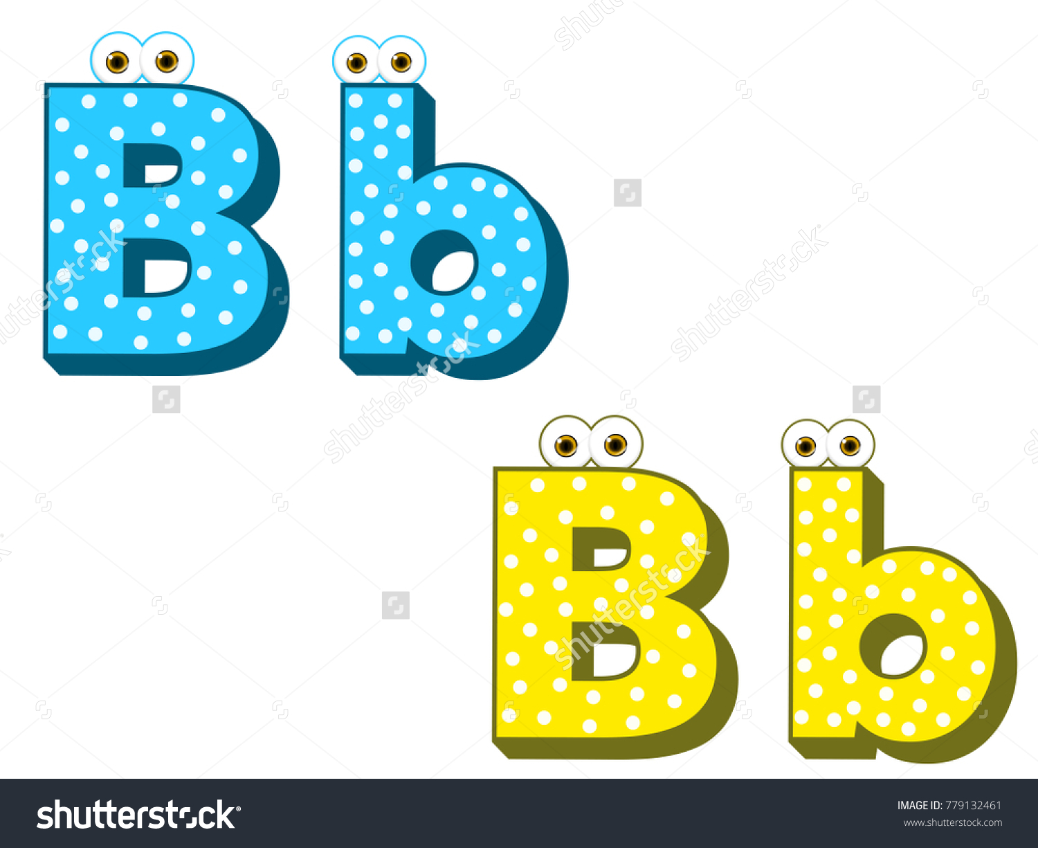 Letter B Character Capital Small Cartoon Stock Vector (Royalty Free ...