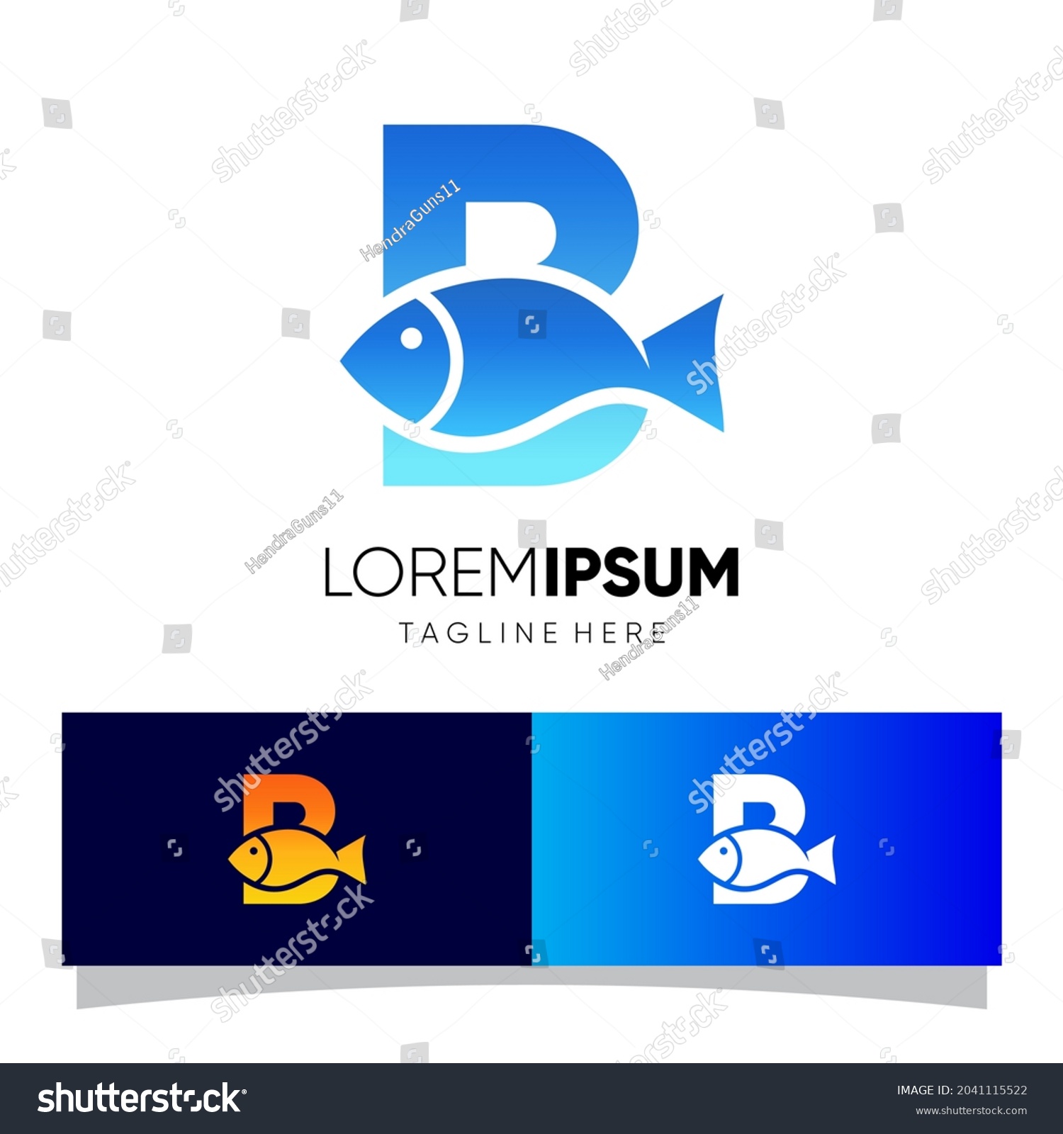 Letter B Fish Logo Design Vector Stock Vector (Royalty Free) 2041115522 ...