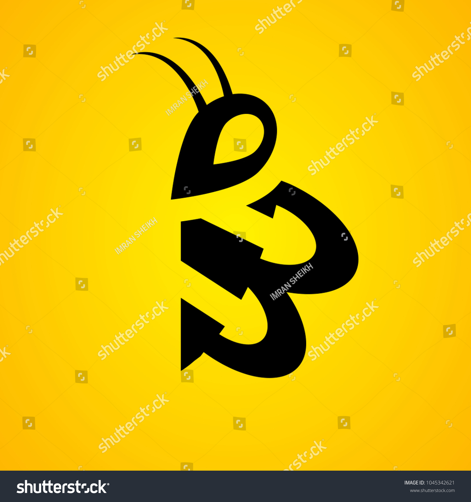 Letter B Bee Logo Design Vector Stock Vector (Royalty Free) 1045342621 ...