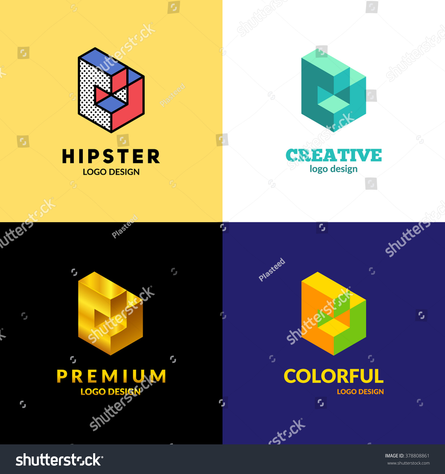 Letter B Isometric Logo Set Stock Vector (Royalty Free) 378808861