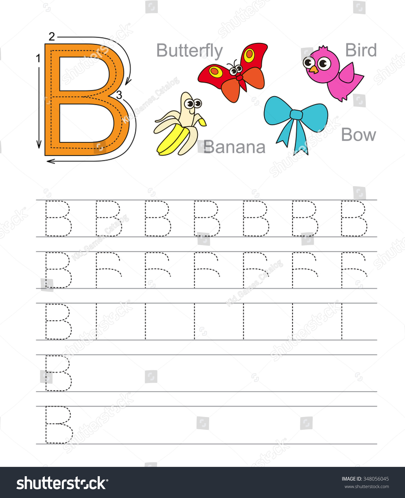 Letter B Learn Handwriting Stock Vector 348056045 - Shutterstock