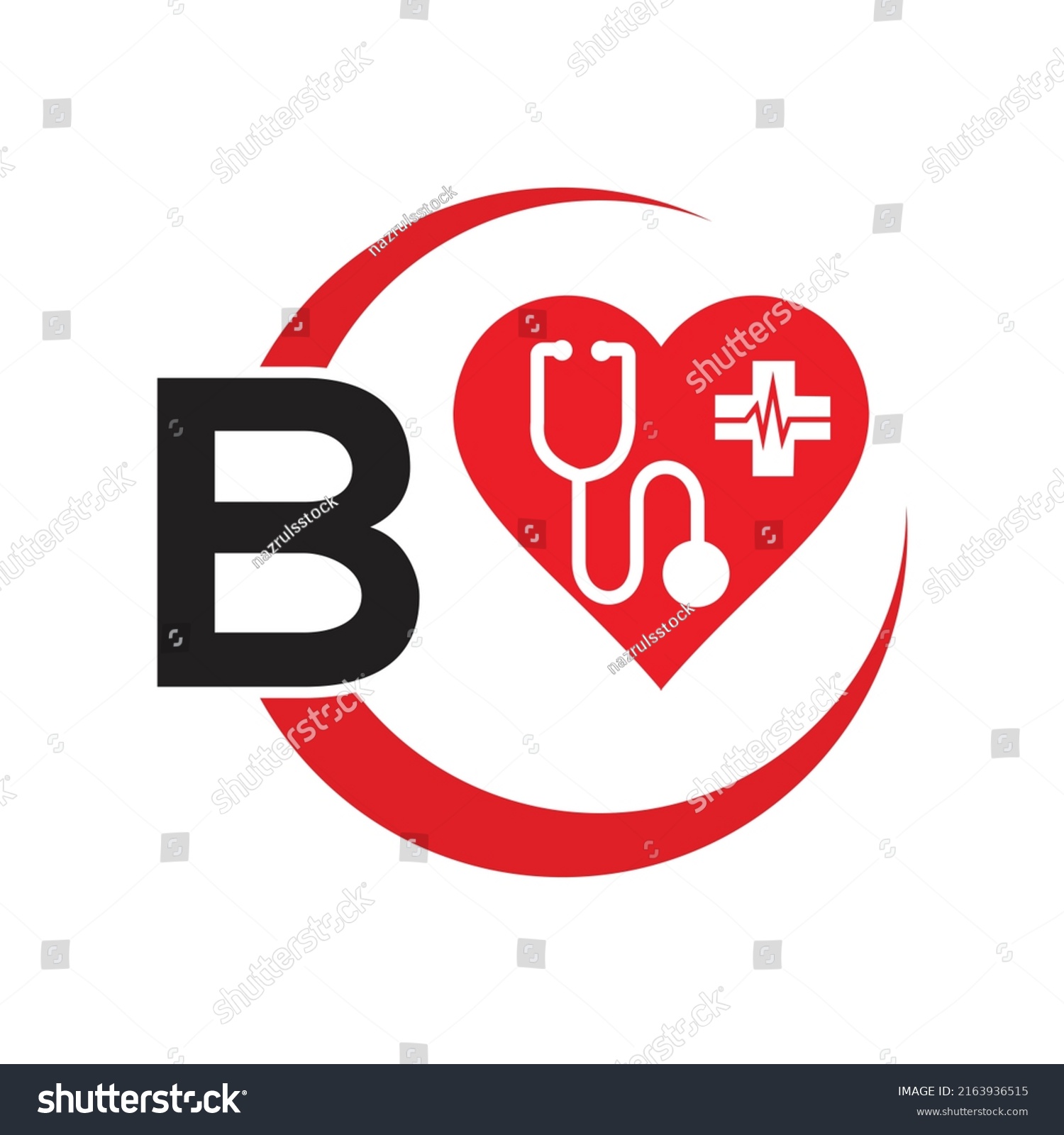 Letter B Medical Logo Illustration Modern Stock Vector (Royalty Free ...