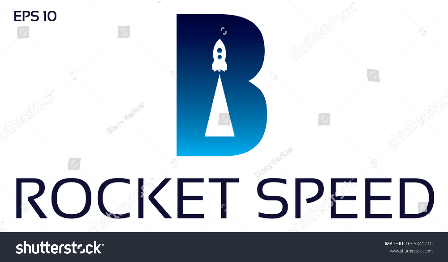 Letter B Rocket Logo Design Stock Vector (Royalty Free) 1096341710