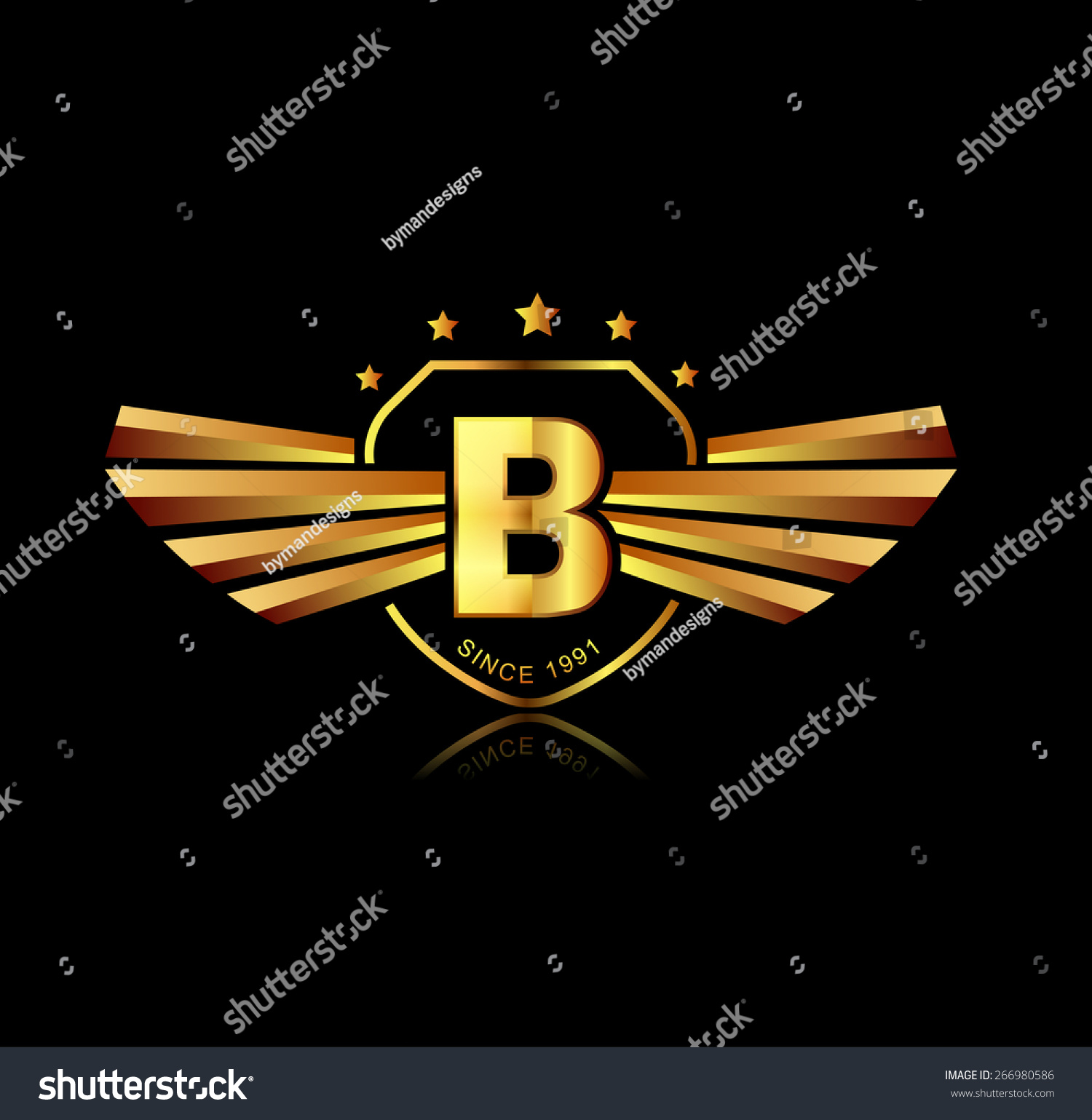 Letter B Winged Crests Logo Alphabet Stock Vector (Royalty Free ...