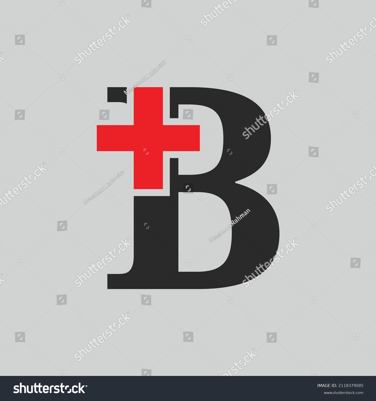 Letter B Cross Medical Healthcare Logo Stock Vector (Royalty Free ...