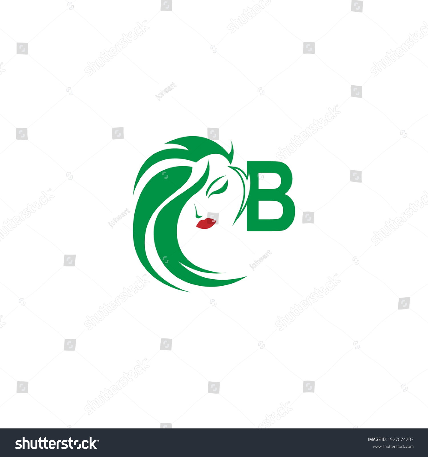 Letter B Woman Face Logo Icon Stock Vector (Royalty Free) 1927074203 ...