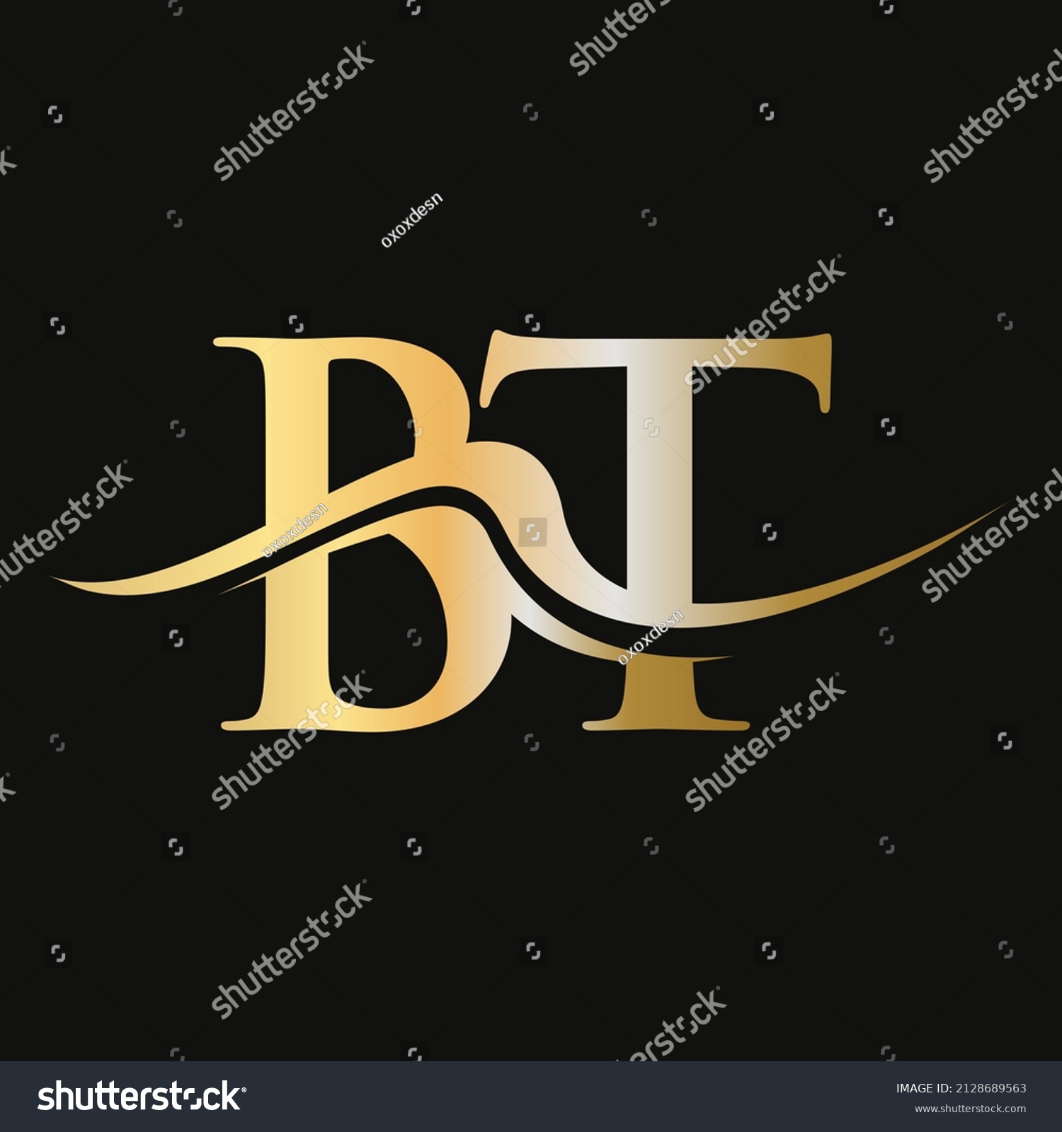 Letter Bt Logo Design Initial Bt Stock Vector (Royalty Free) 2128689563 ...