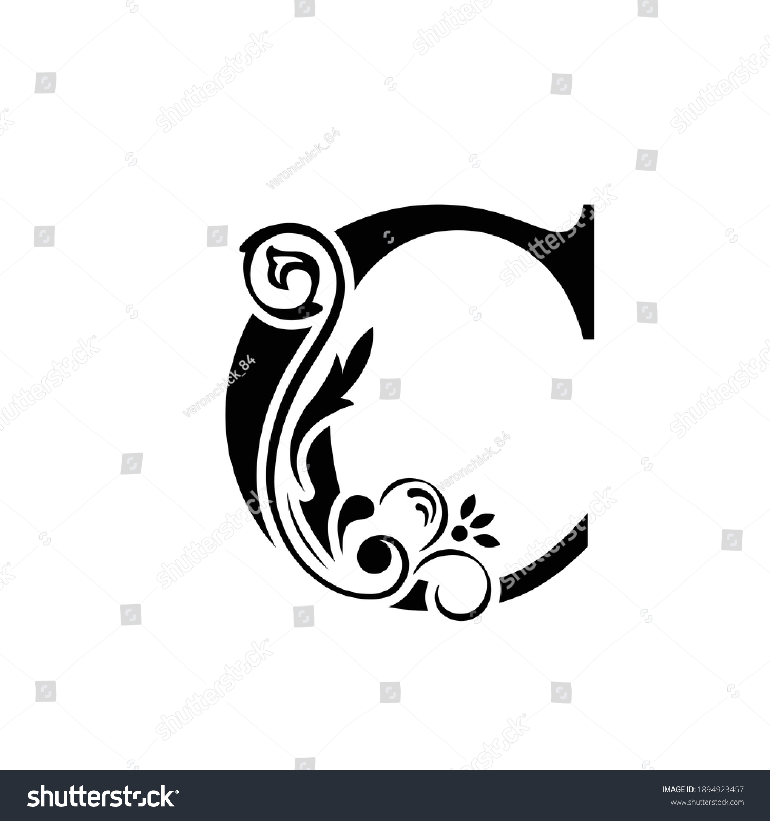 Letter C Flower Letters Vintage Ornament Stock Vector (Royalty Free ...