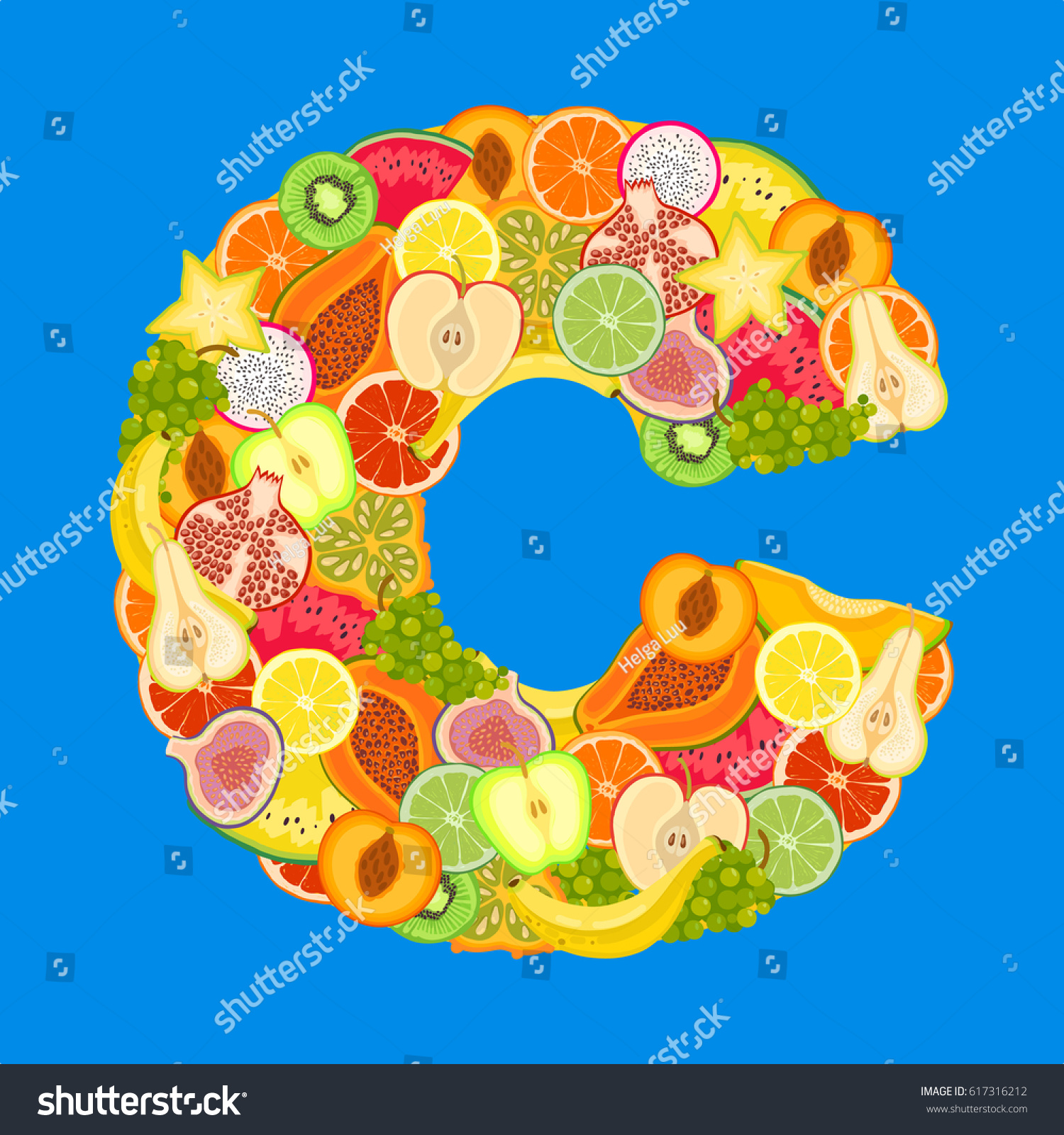 letter c made tropical fruits on stock vector 617316212 - shutterstock