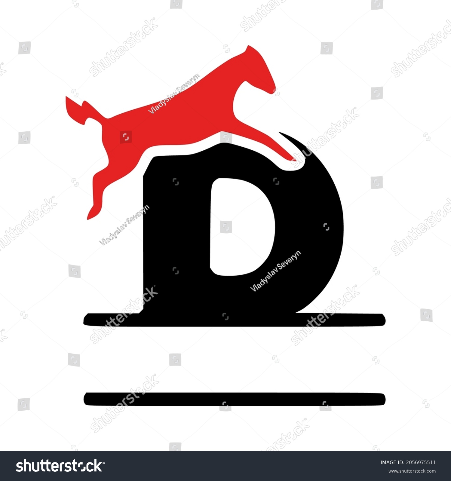 SVG of Letter d and horse personalized monogram, initial clip art isolated on white background svg