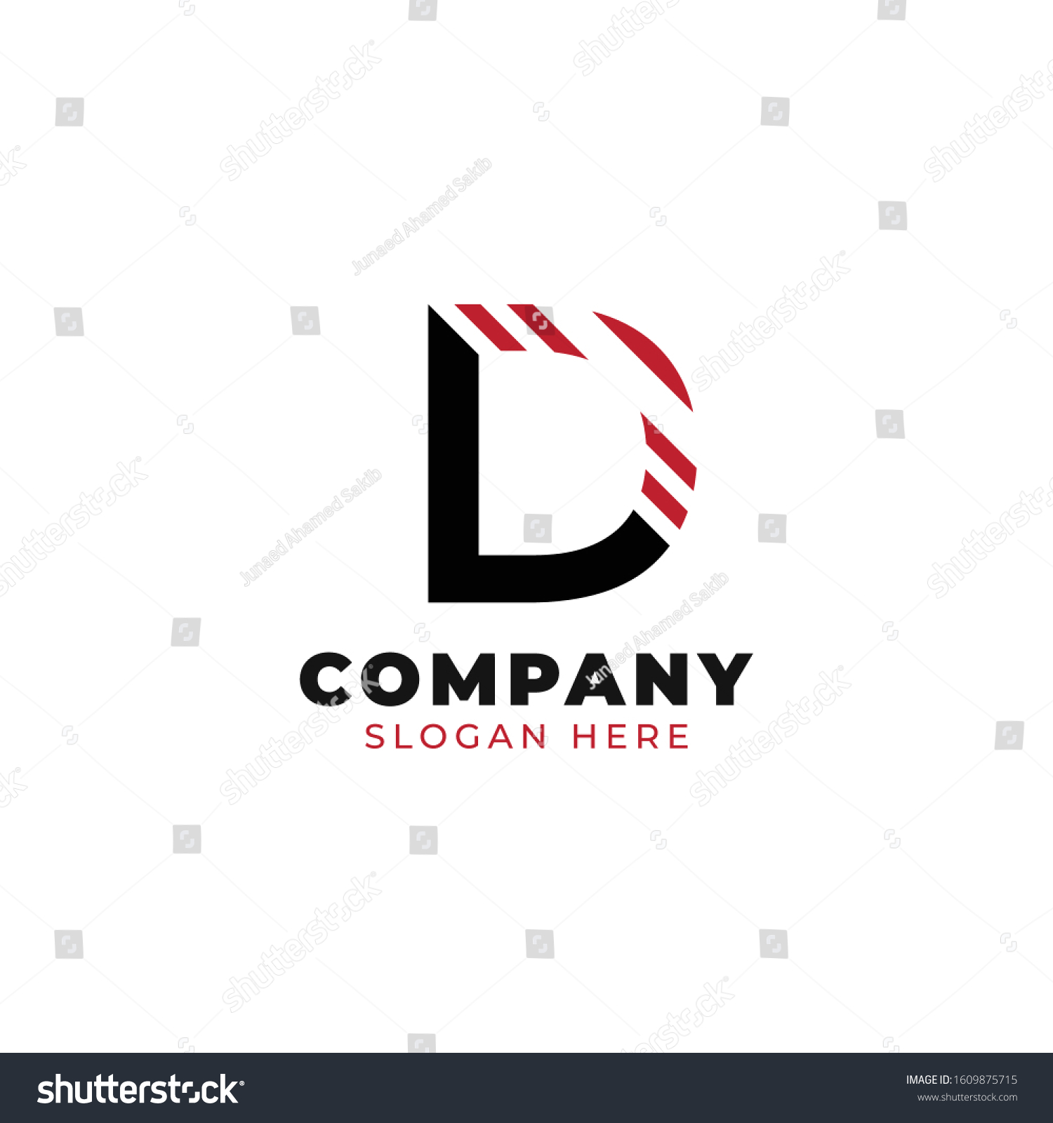 Letter D Logo Black Red Color Stock Vector (Royalty Free) 1609875715 ...