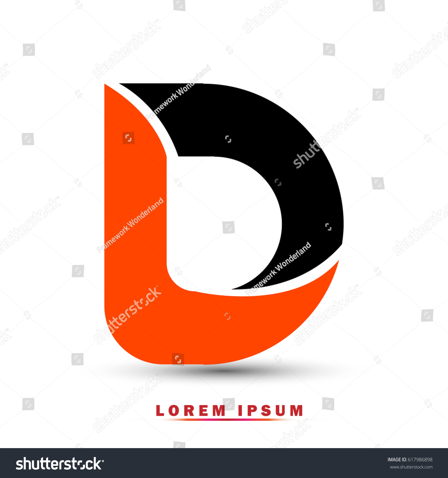 Letter D Orange Black Stock Vector (Royalty Free) 617986898